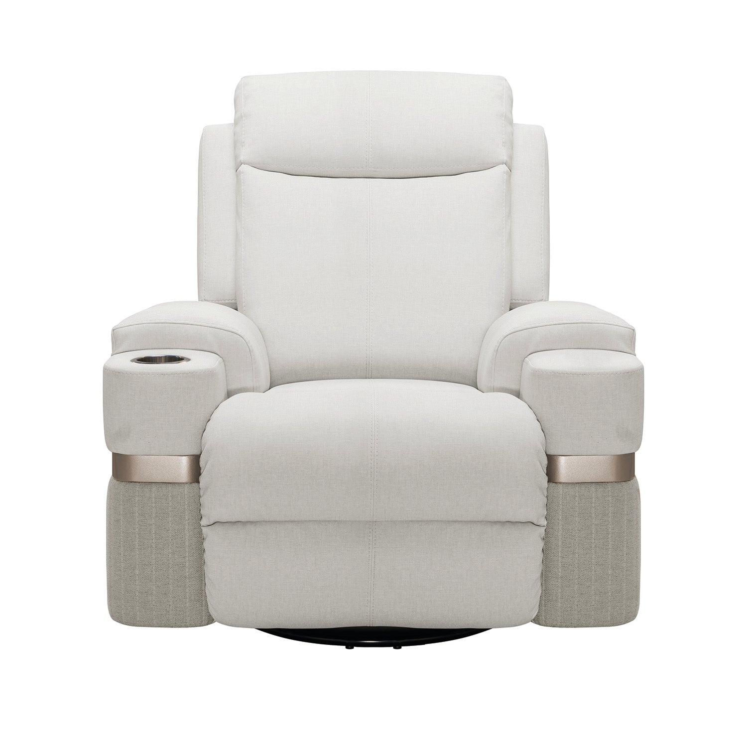 Sillón Reclinable Dior Eurolino Blanco Puro Mecedora Giratoria, Champaña