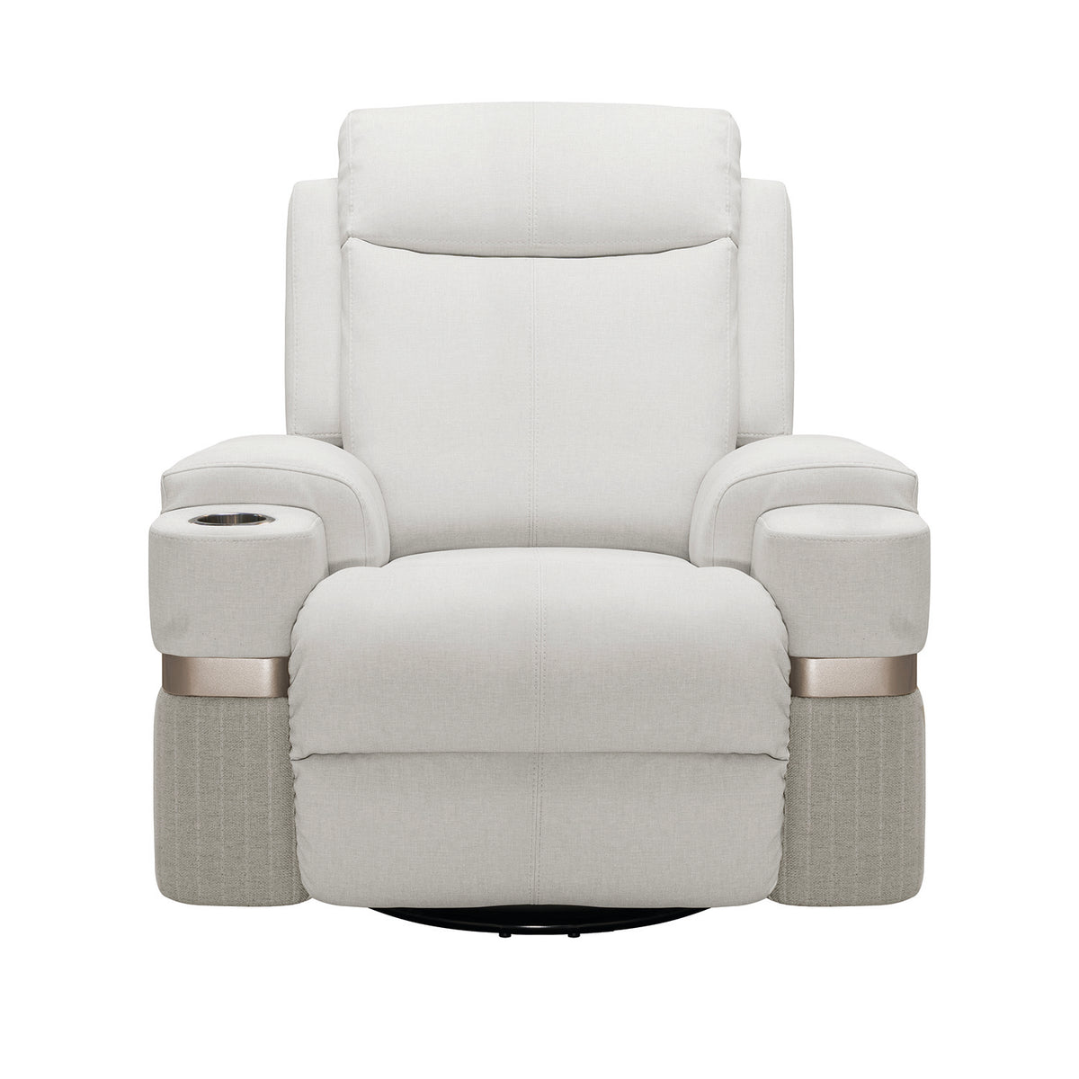Sillón Reclinable Dior Eurolino Blanco Puro Mecedora Giratoria, Champaña