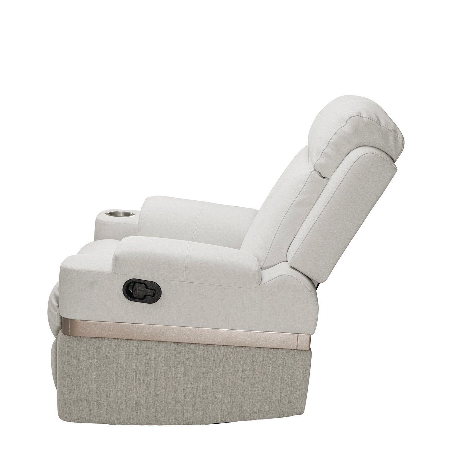 Sillón Reclinable Dior Eurolino Blanco Puro Mecedora Giratoria, Champaña
