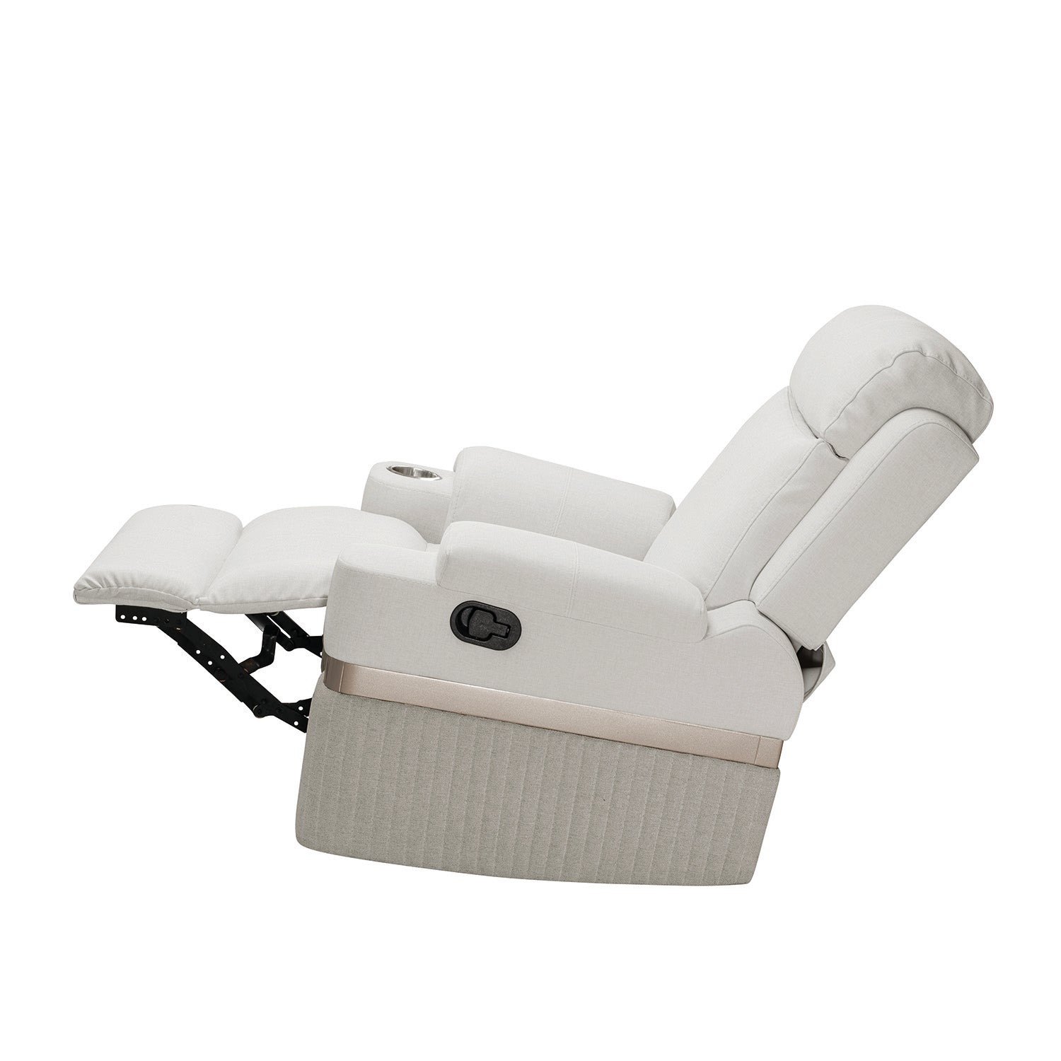 Sillón Reclinable Dior Eurolino Blanco Puro Mecedora Giratoria, Champaña
