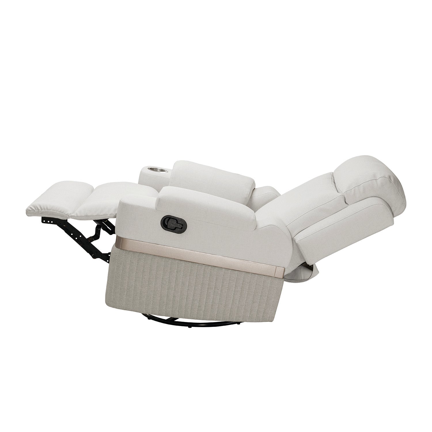 Sillón Reclinable Dior Eurolino Blanco Puro Mecedora Giratoria, Champaña