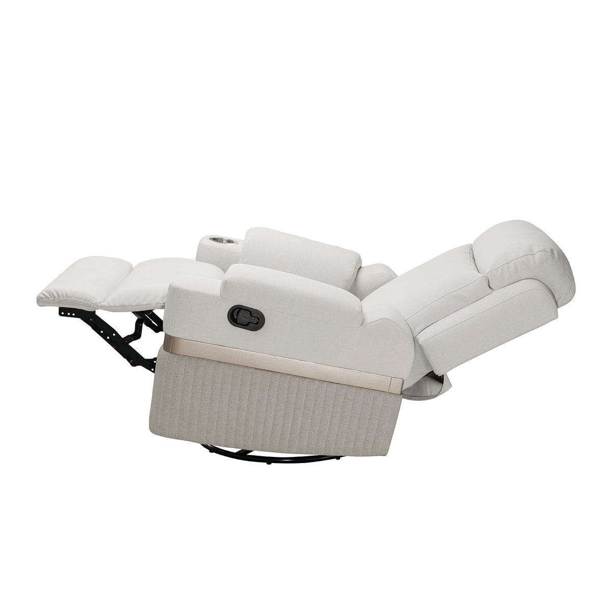Sillón Reclinable Dior Eurolino Blanco Puro Mecedora Giratoria, Champaña