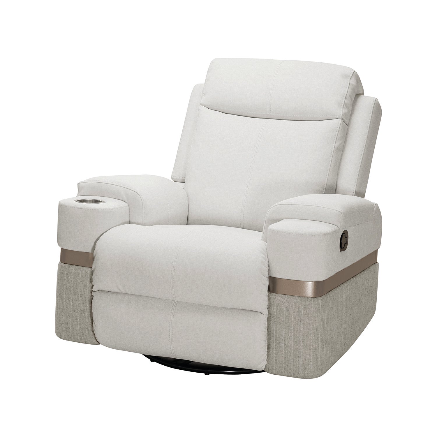 Sillón Reclinable Dior Eurolino Blanco Puro Mecedora Giratoria, Champaña