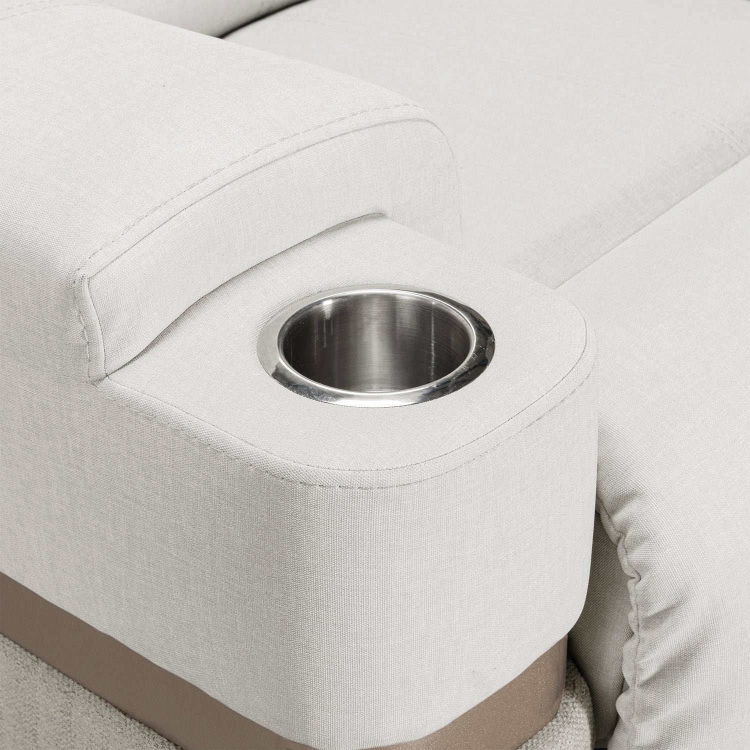 Sillón Reclinable Dior Eurolino Blanco Puro Mecedora Giratoria, Champaña