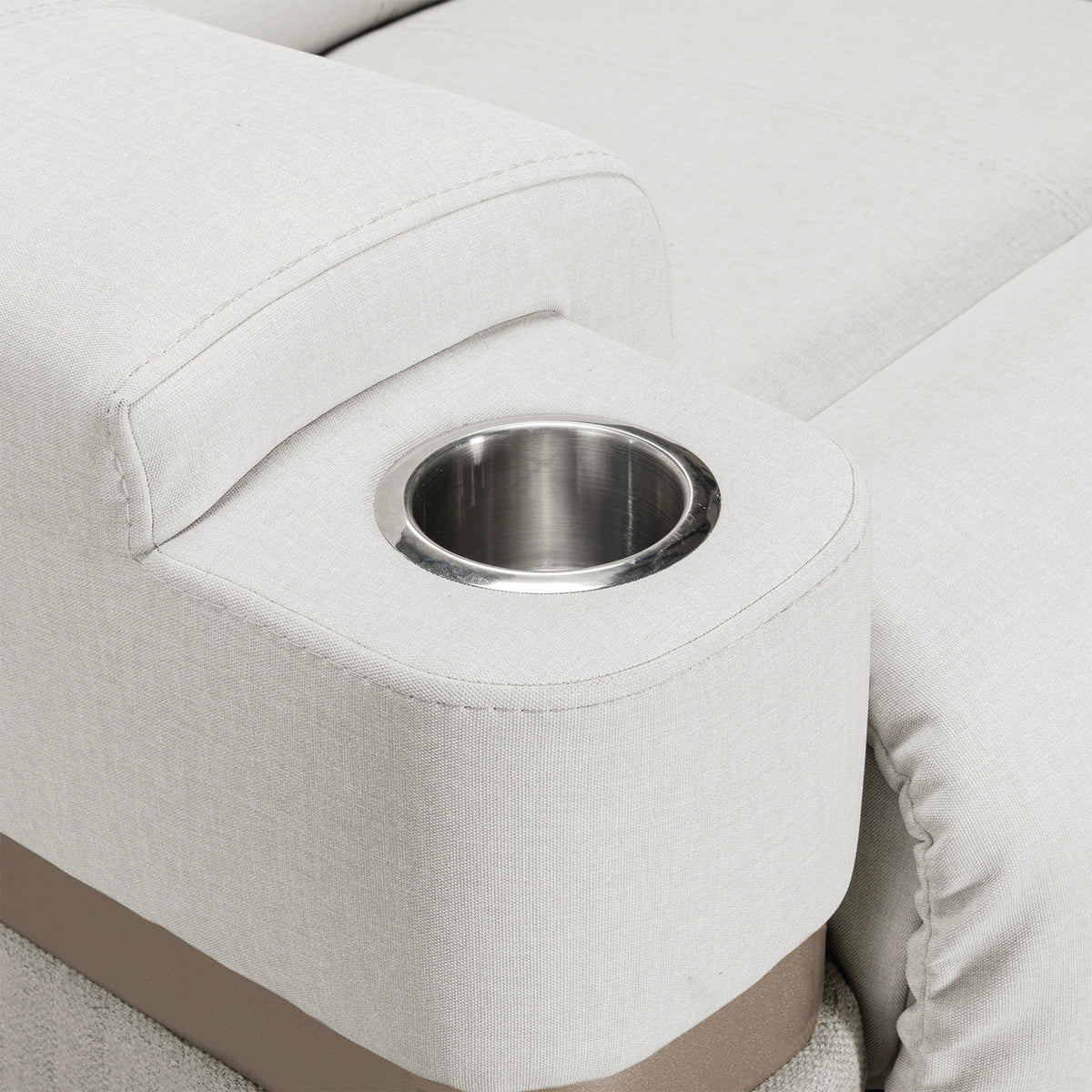 Sillón Reclinable Dior Eurolino Blanco Puro Mecedora Giratoria, Champaña