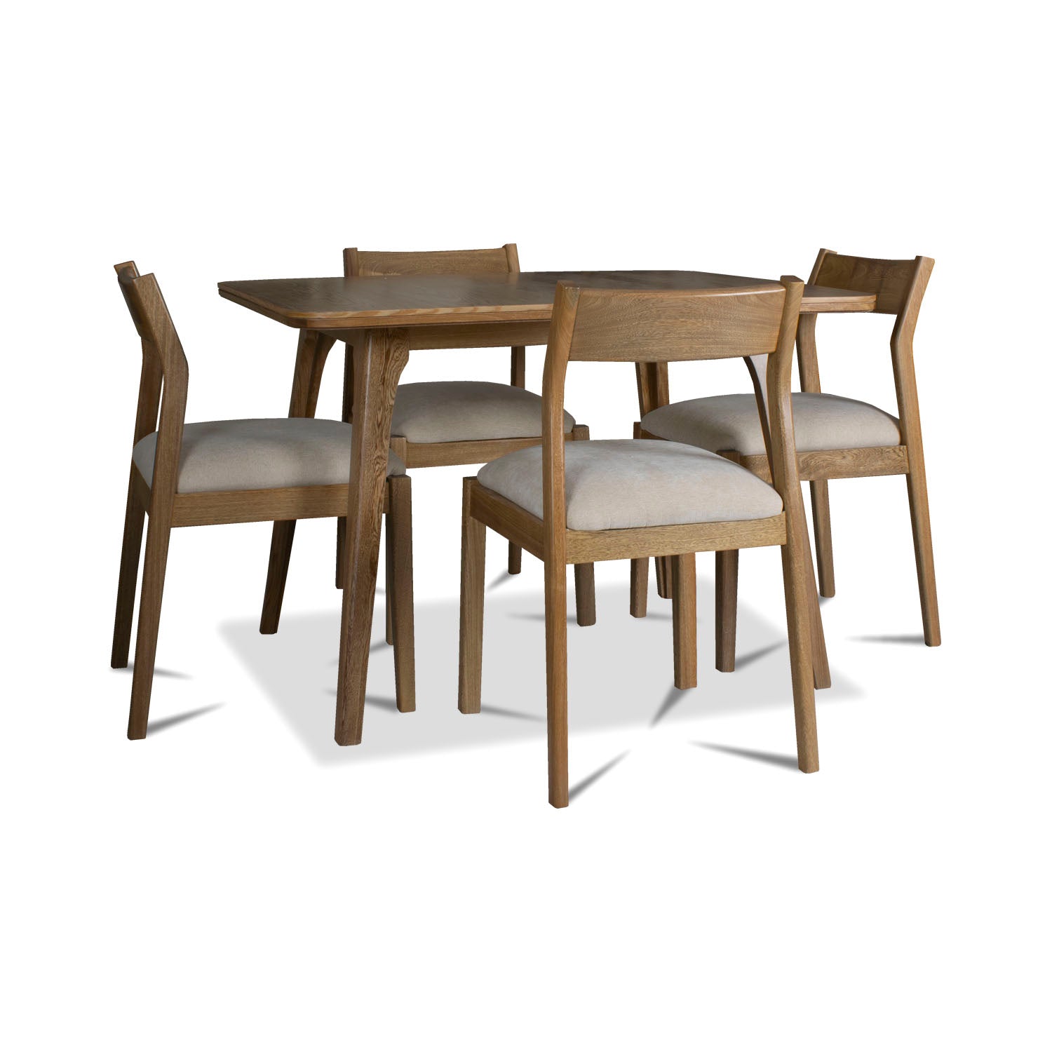Comedor 4 Puestos Dalton Chenille Almedra, Natural