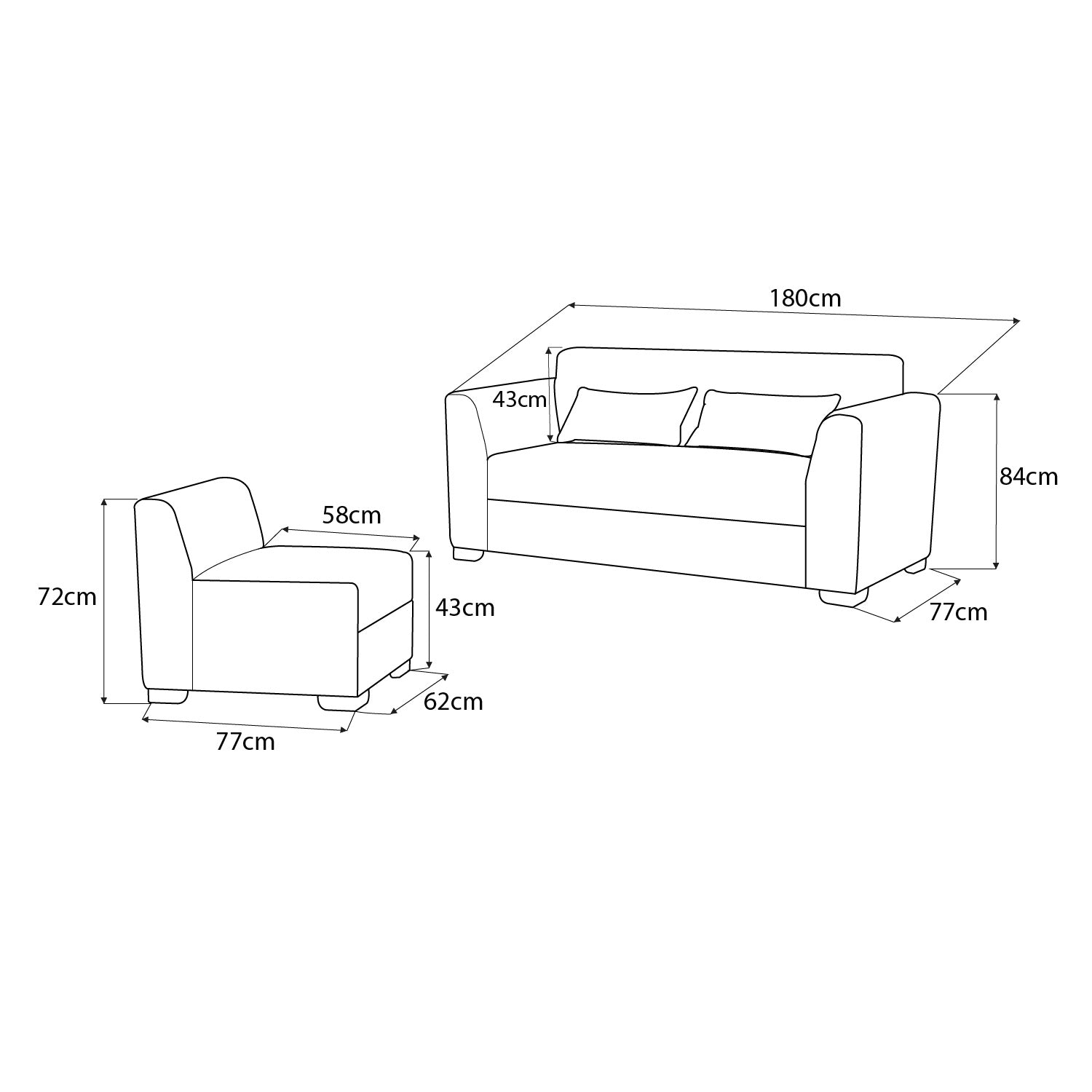 Juego De Sala Dalton Chenille Almendra, Natural