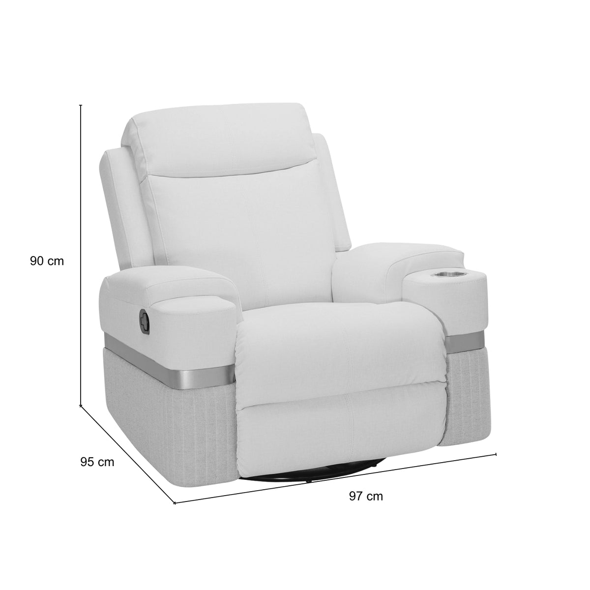Sillón Reclinable Dior Eurolino Blanco Puro Mecedora Giratoria, Champaña