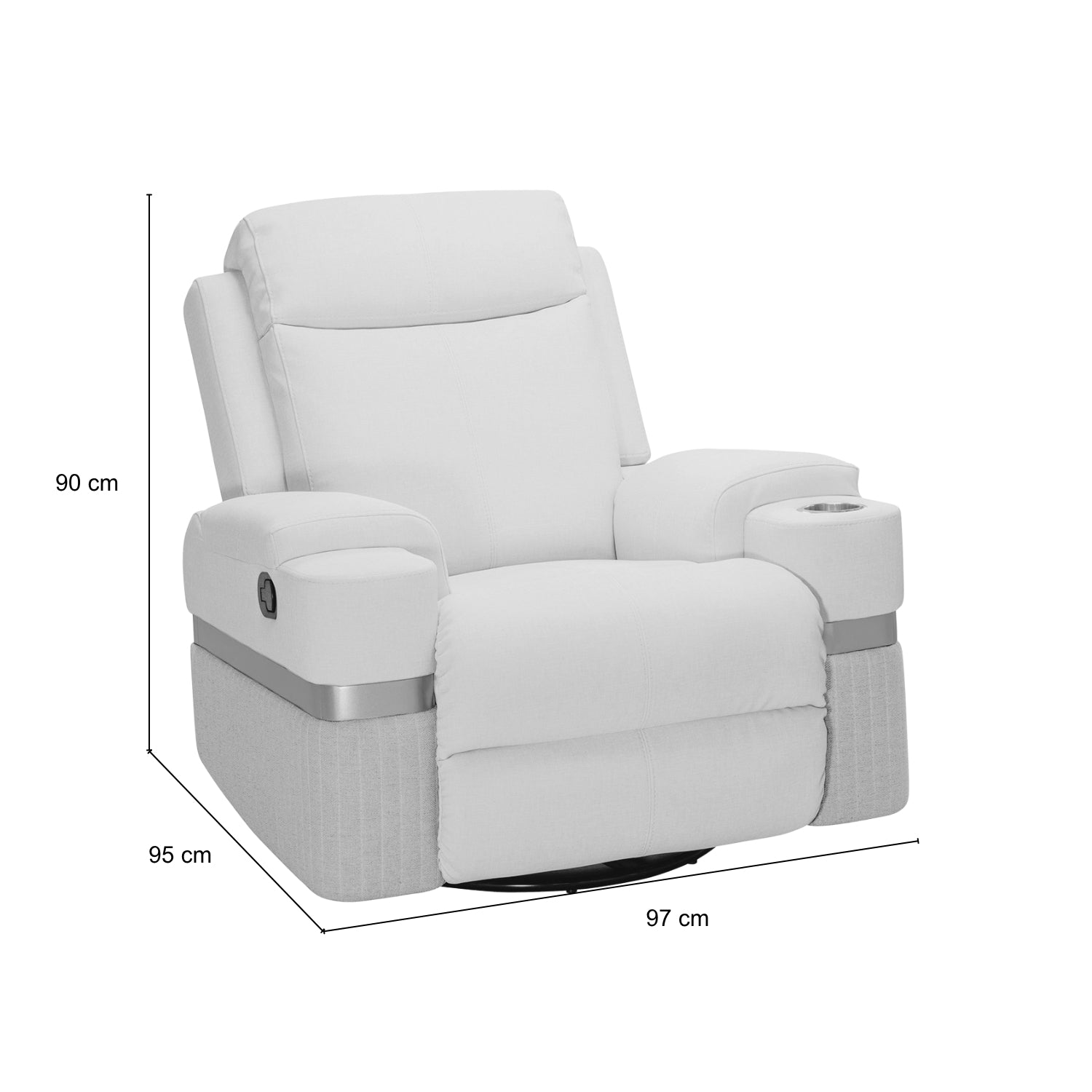 Sillón Reclinable Dior Eurolino Blanco Puro Mecedora Giratoria, Champaña