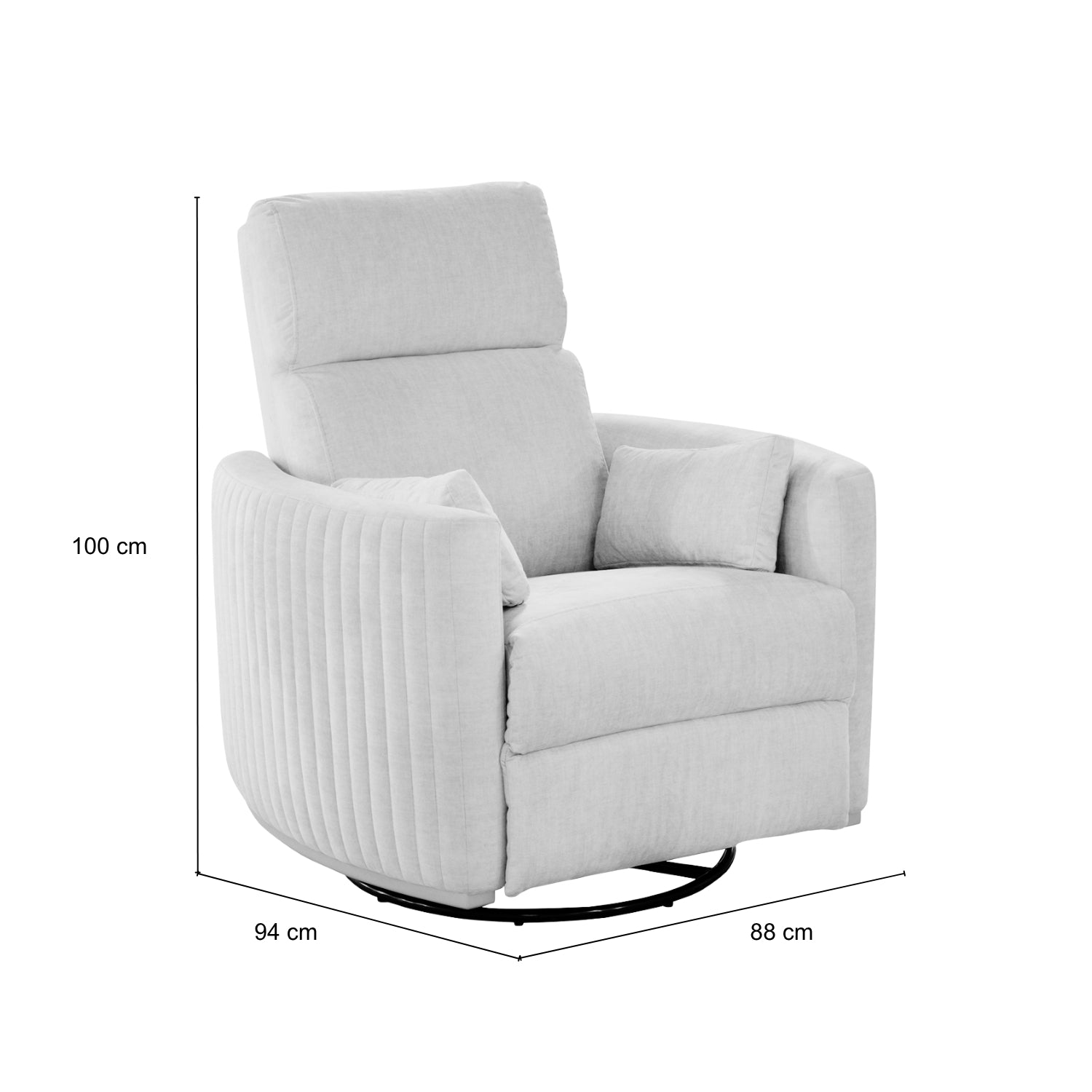 Sillón Reclinable Minoti Eurolino Blanco Puro Mecedora Giratoria, Champaña