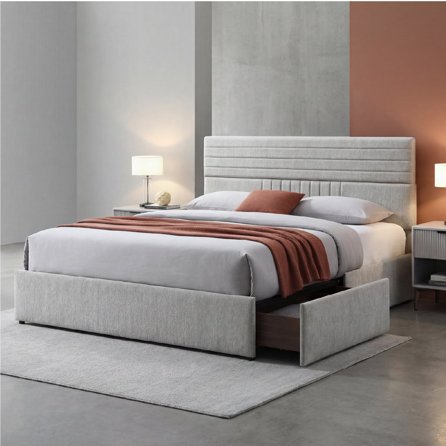 Cama Queen Damasco Beige