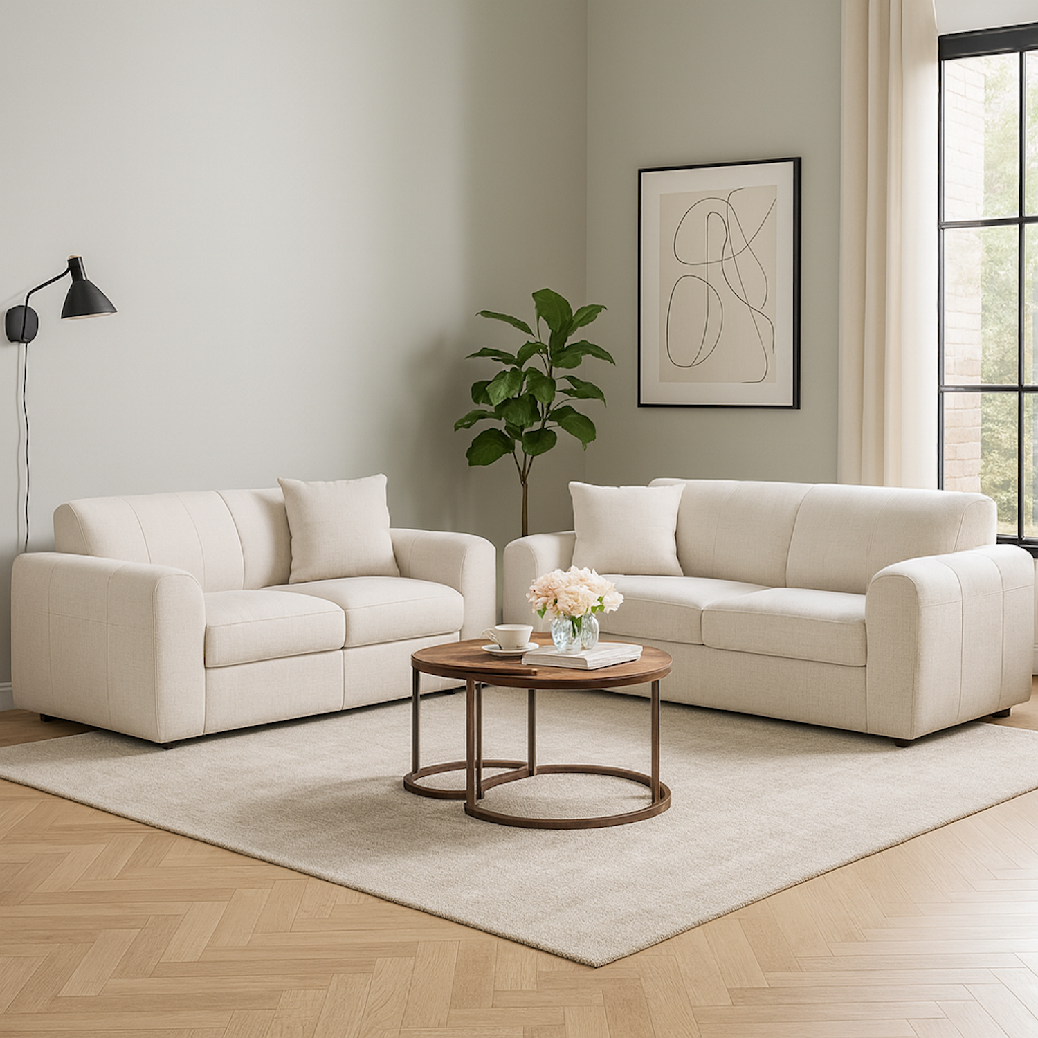 Sofa 3 Puestos Marsella Chenille Beige