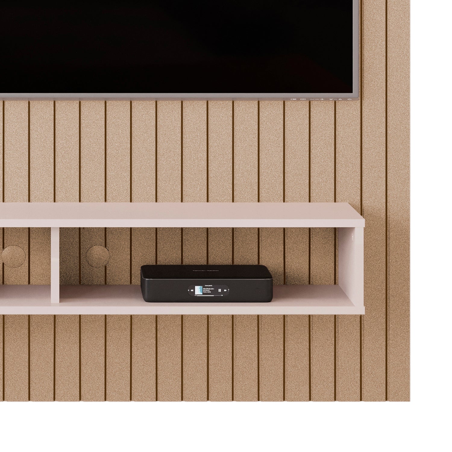 Panel de Tv Baru  Off White, Champaña 134X168X29