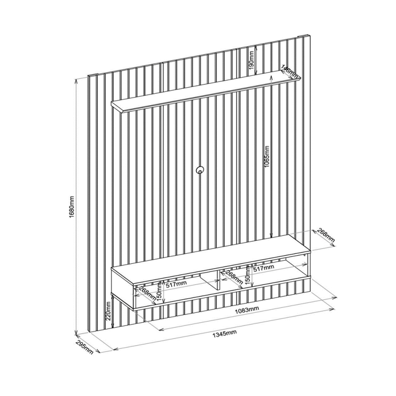 Panel de Tv Baru  Off White, Champaña 134X168X29