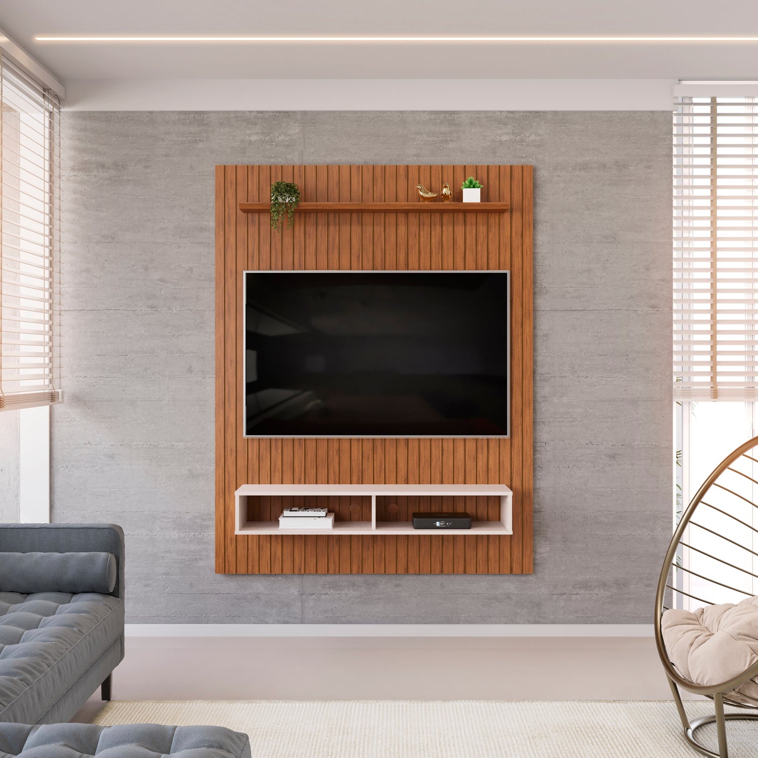 Panel de Tv Baru Off White, Natural  134X168X29