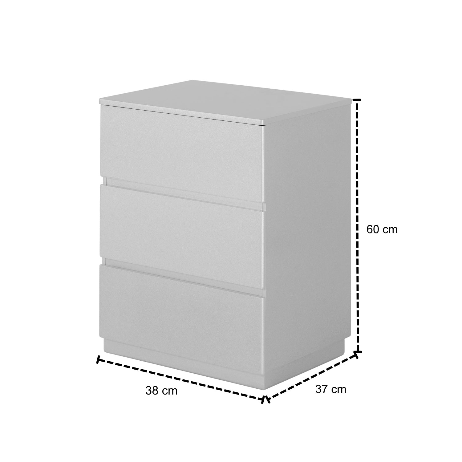 Mesa de Noche Harrison Greige, Champaña 3 Gavetas 38 cm