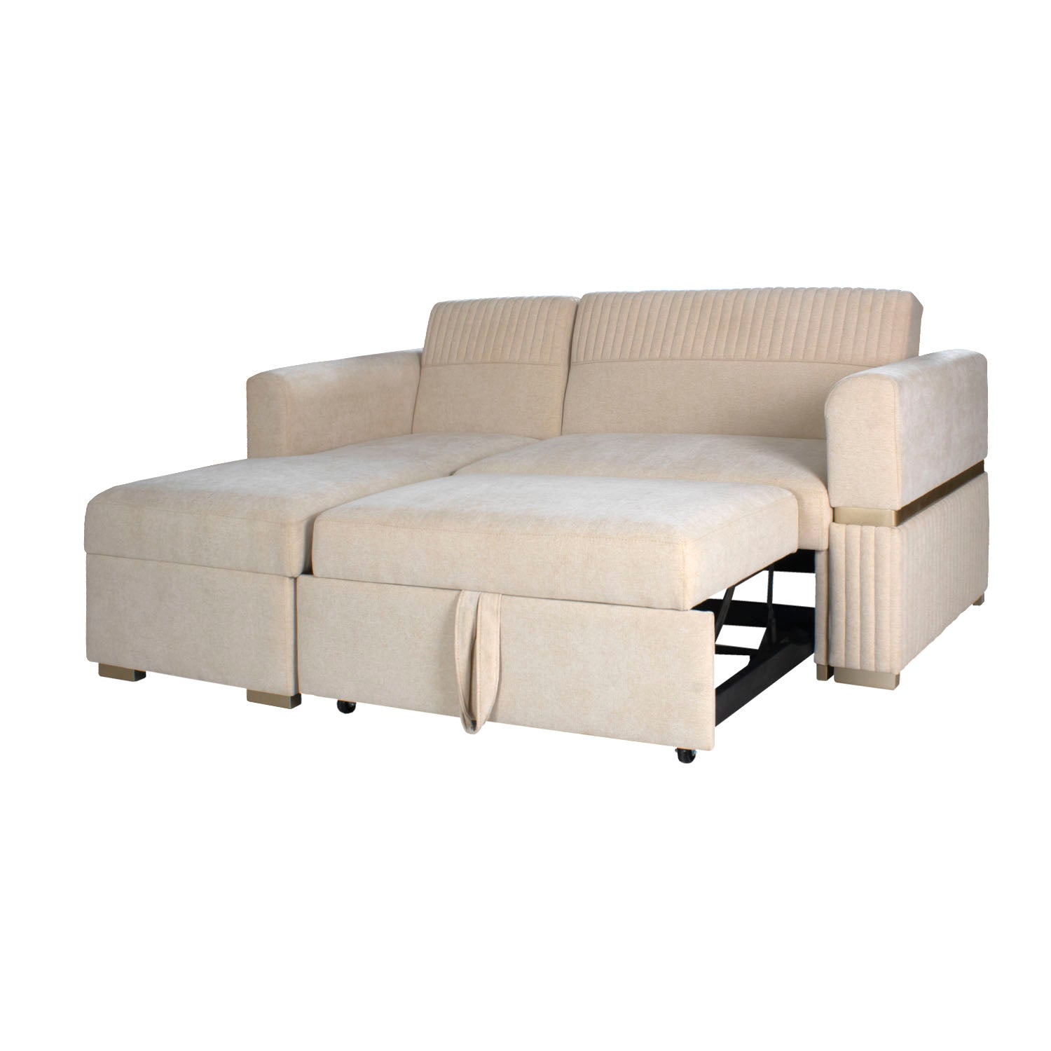 Sala Cama Dhara Chenille Almendra, Champaña 2M Lado Izquierdo Brazo Desmontable