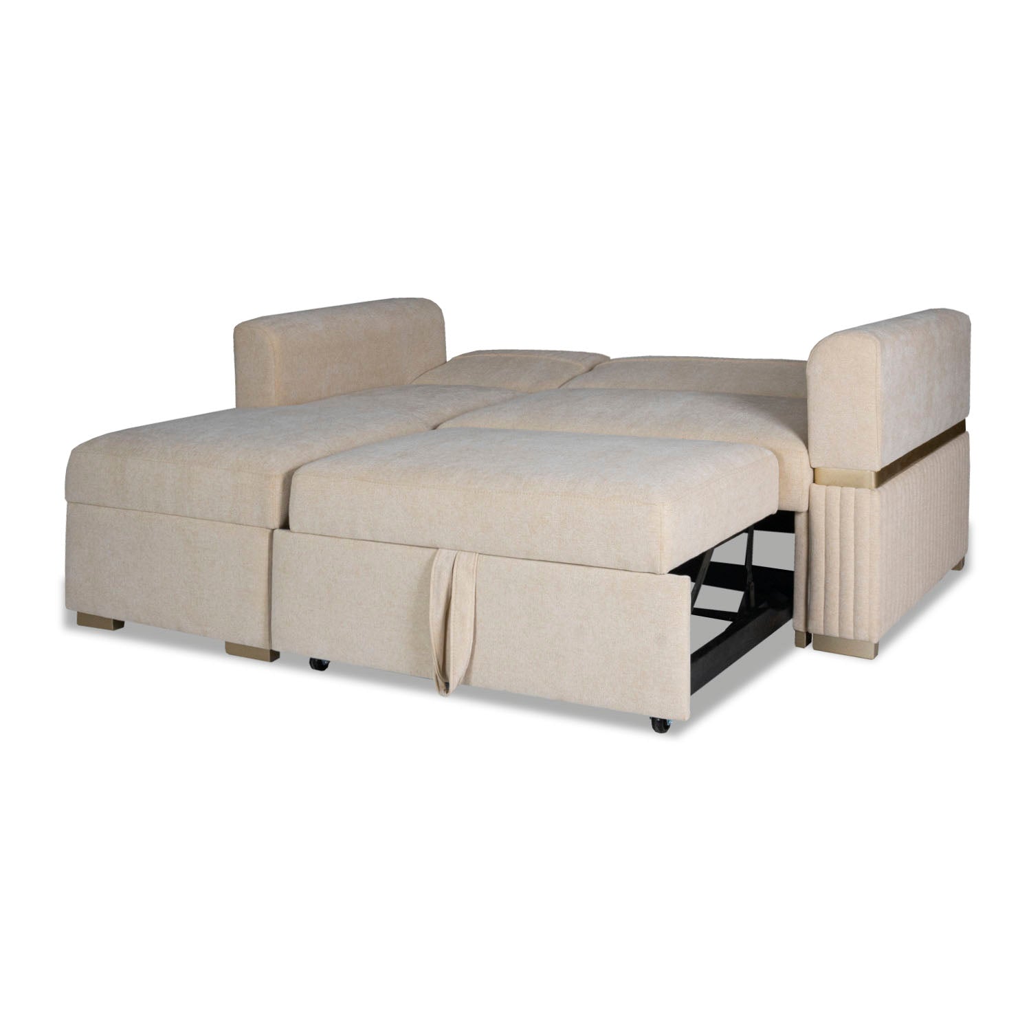 Sala Cama Dhara Chenille Almendra, Champaña 2M Lado Izquierdo Brazo Desmontable