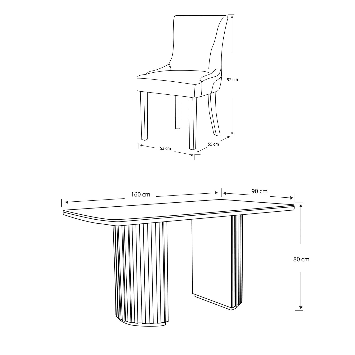 Comedor 6 Puestos Firence Eurolino Blanco Puro, Champaña