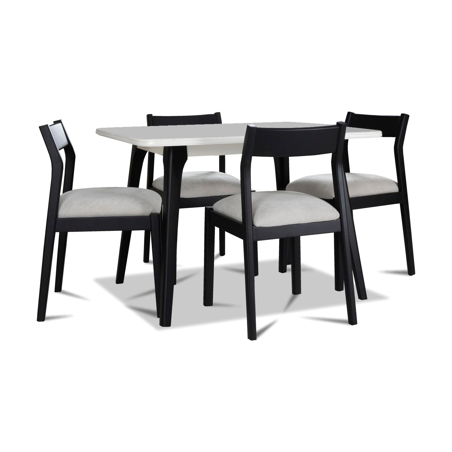 Comedor 4 Puestos Dalton Impetu Beige, Negro, Cubierta Marmolizada