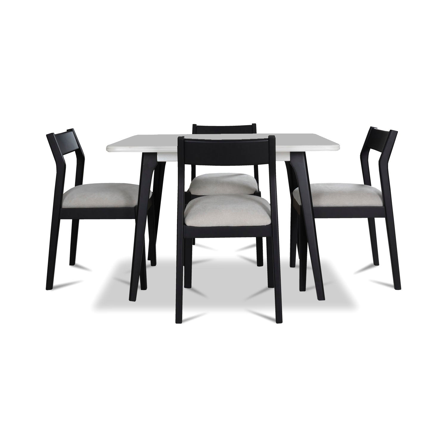 Comedor 4 Puestos Dalton Impetu Beige, Negro, Cubierta Marmolizada