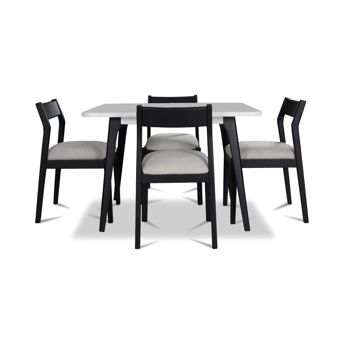 Comedor 4 Puestos Dalton Impetu Beige, Negro, Cubierta Marmolizada