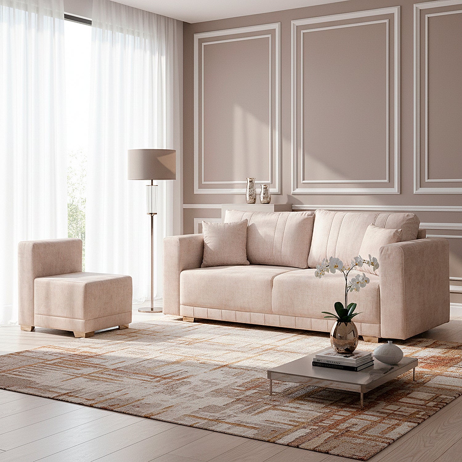 Sala Funcional Andora Estocolmo Marfil, Champaña Brazo Desmontable