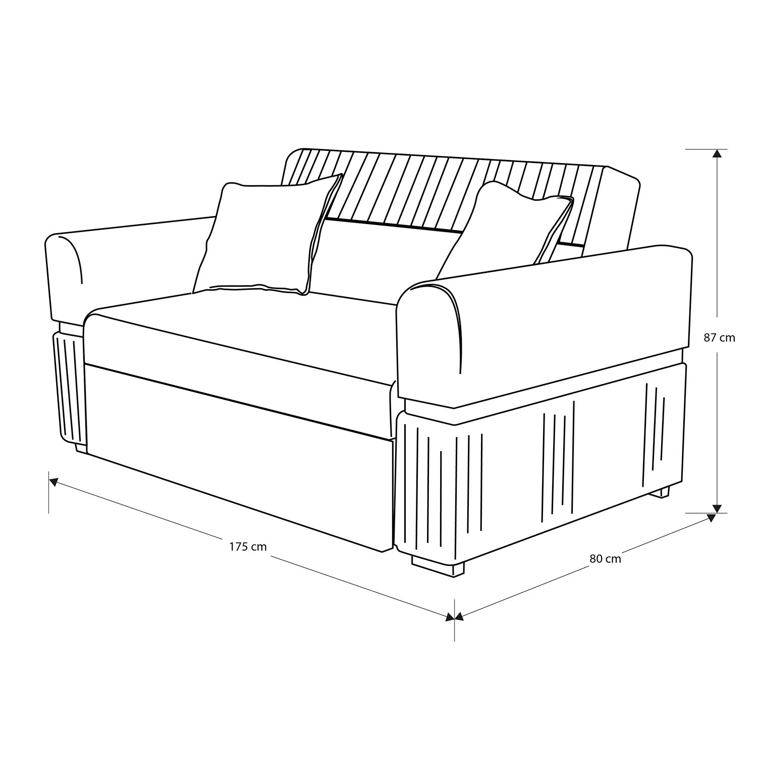Sofá Cama Dhara Chenille Almendra 175 Cm Brazo Desmontable