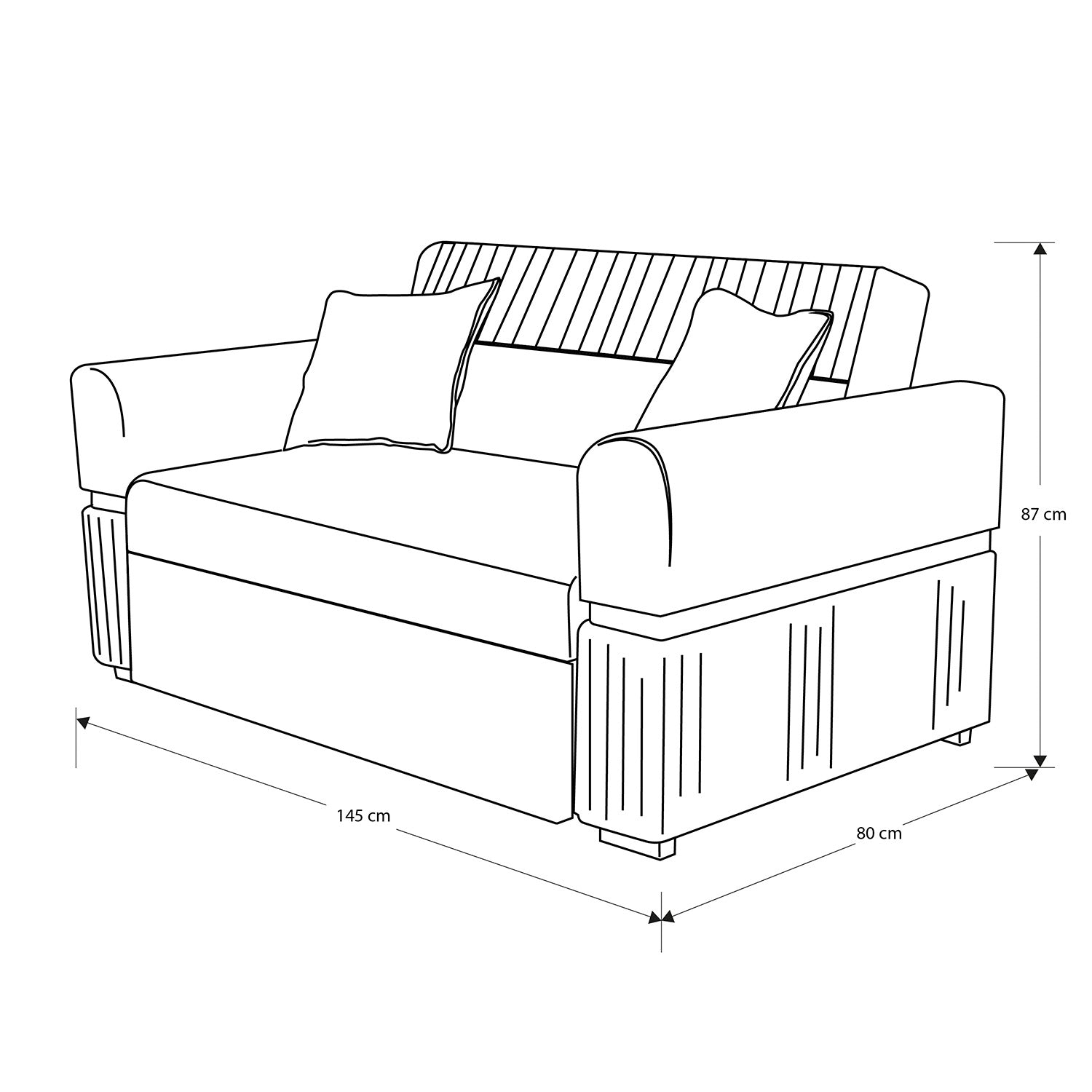 Sofá Cama Dhara Chenille Almendra 145 Cm Brazo Desmontable