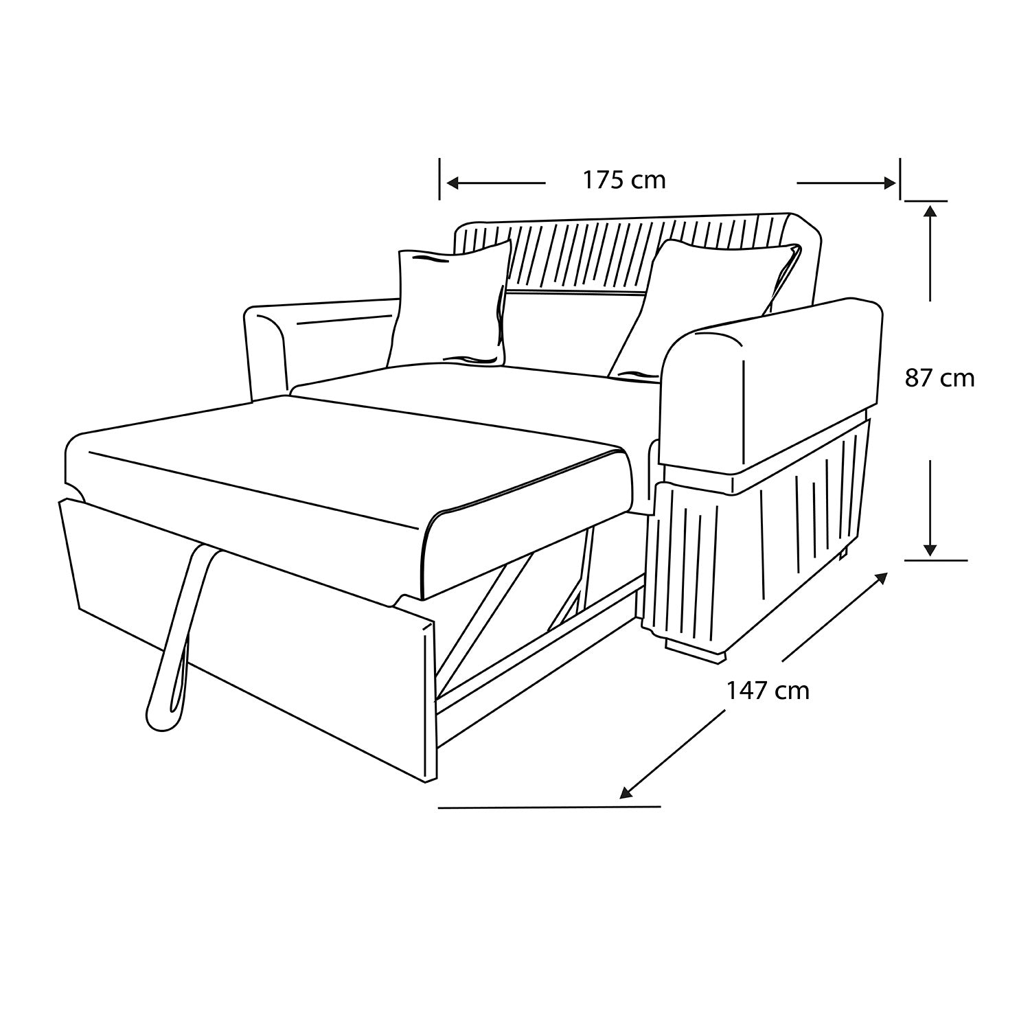 Sofá Cama Dhara Chenille Almendra 175 Cm Brazo Desmontable