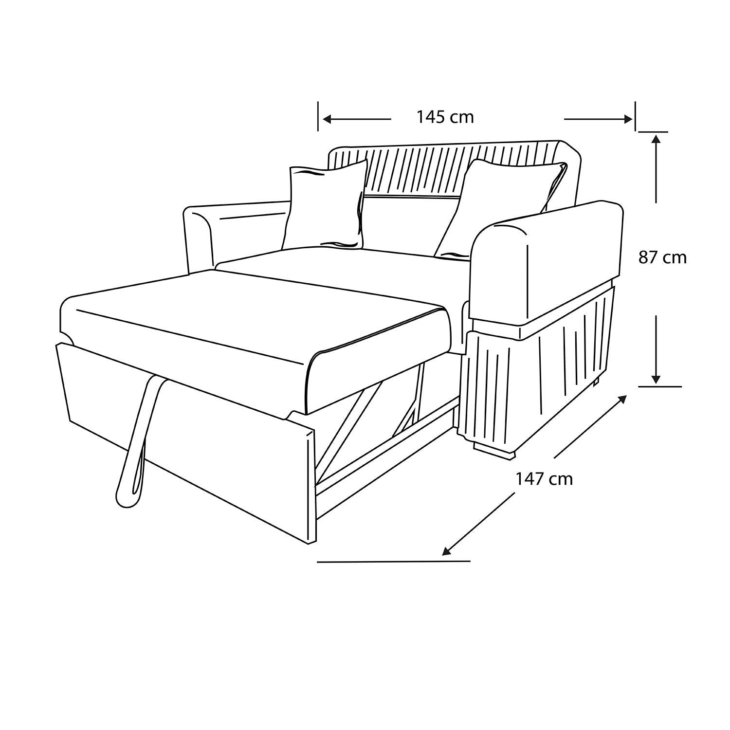 Sofá Cama Dhara Chenille Almendra 145 Cm Brazo Desmontable