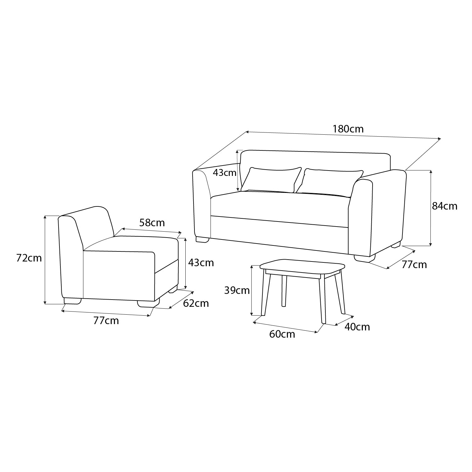 Juego De Sala Dalton Impetu Beige, Negro