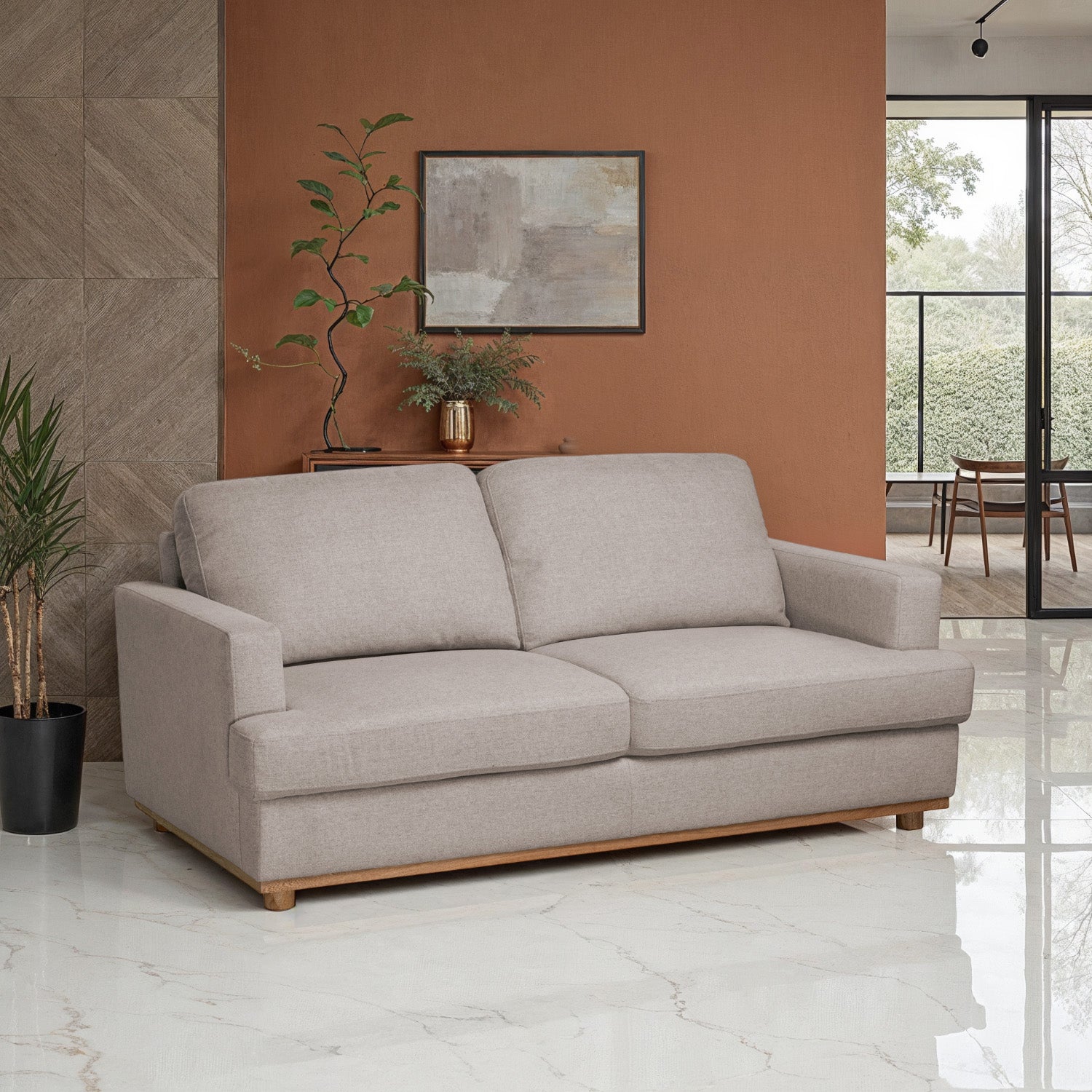 Sofá 3 Puestos Luka Lino Verona Beige, Natural