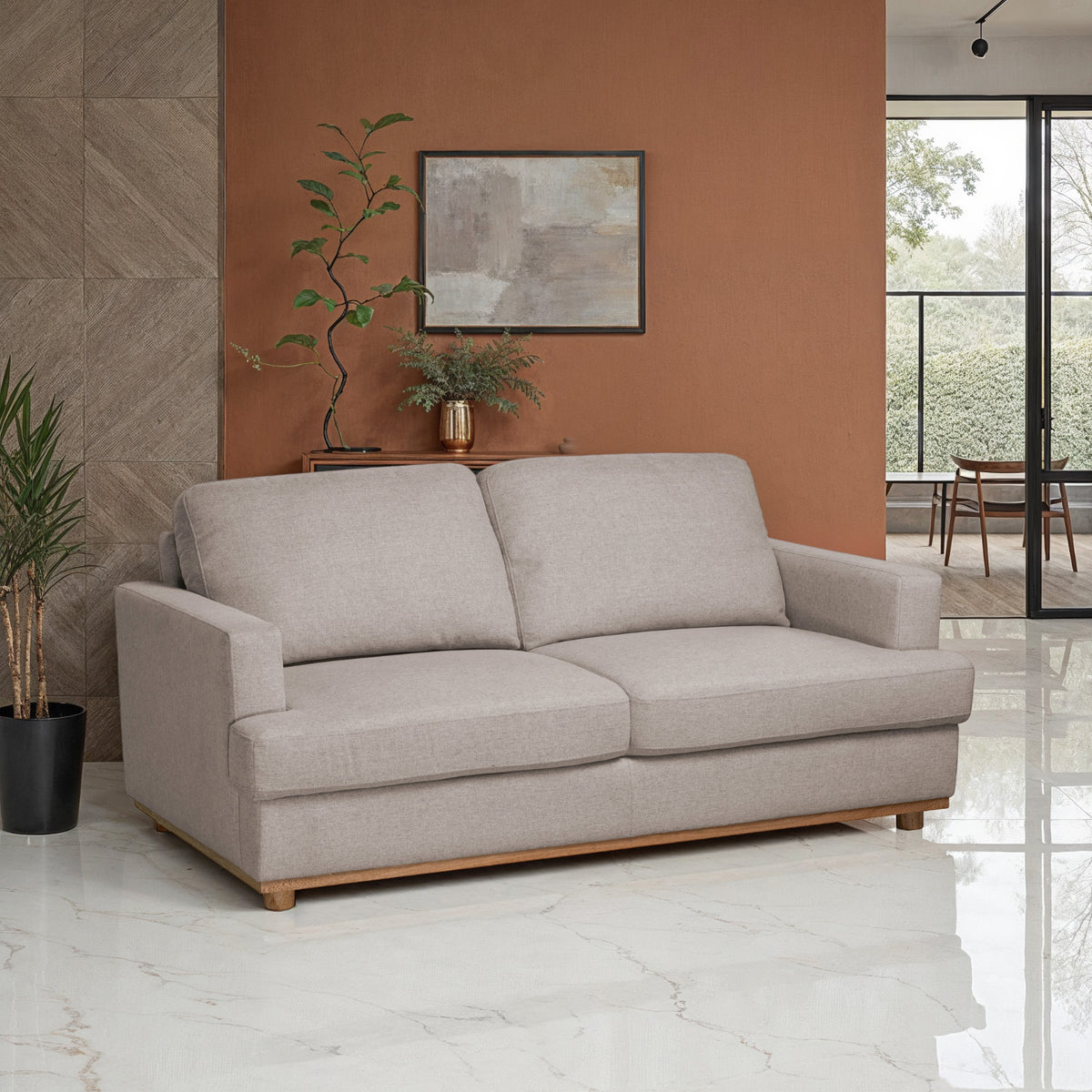 Sofá 3 Puestos Luka Lino Verona Beige, Natural