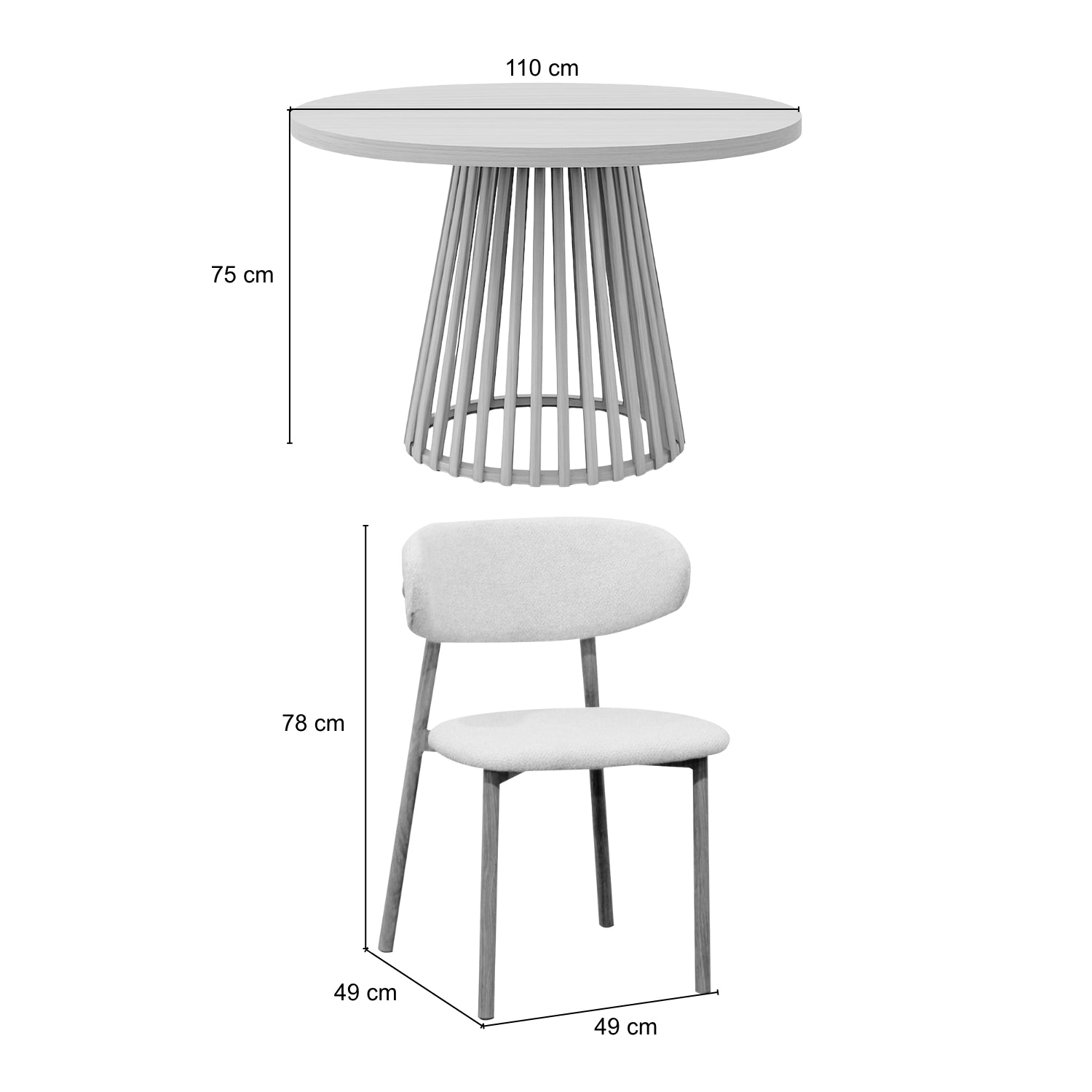 Comedor 4 Puestos Palermo Beige, Natural Oscuro