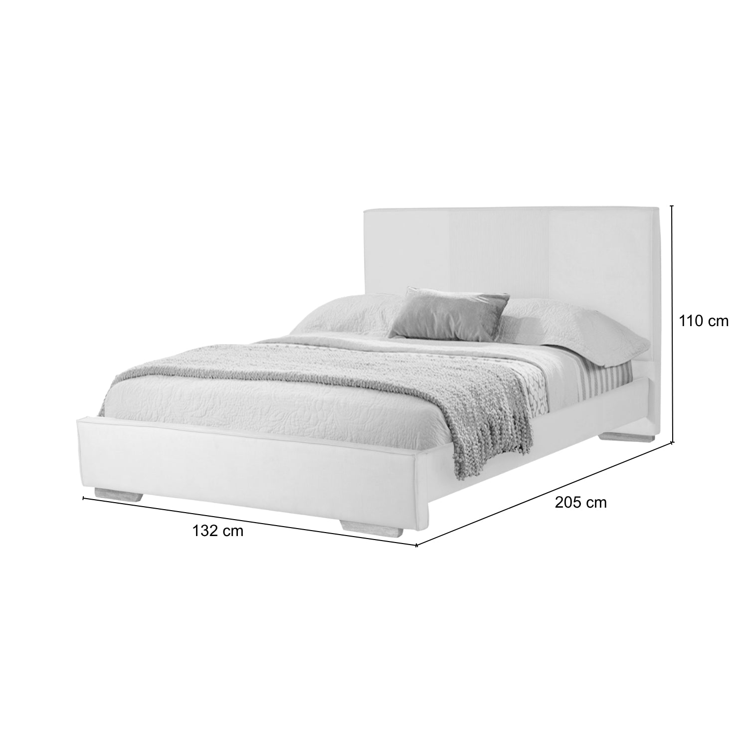 Cama Semi Doble Tokyo Microfibra Gris, Natural