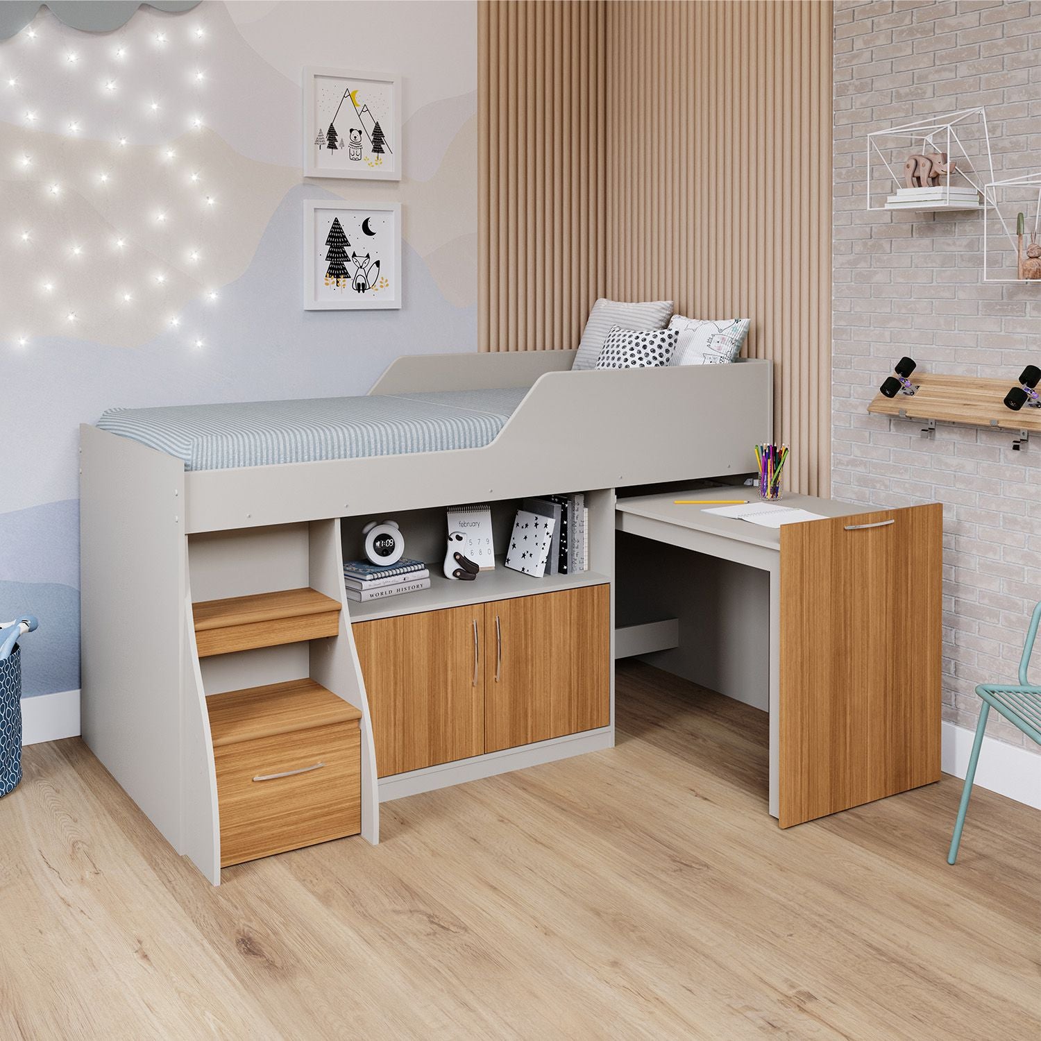 Cama Multifuncional 1.00 Yara Off White, Natural