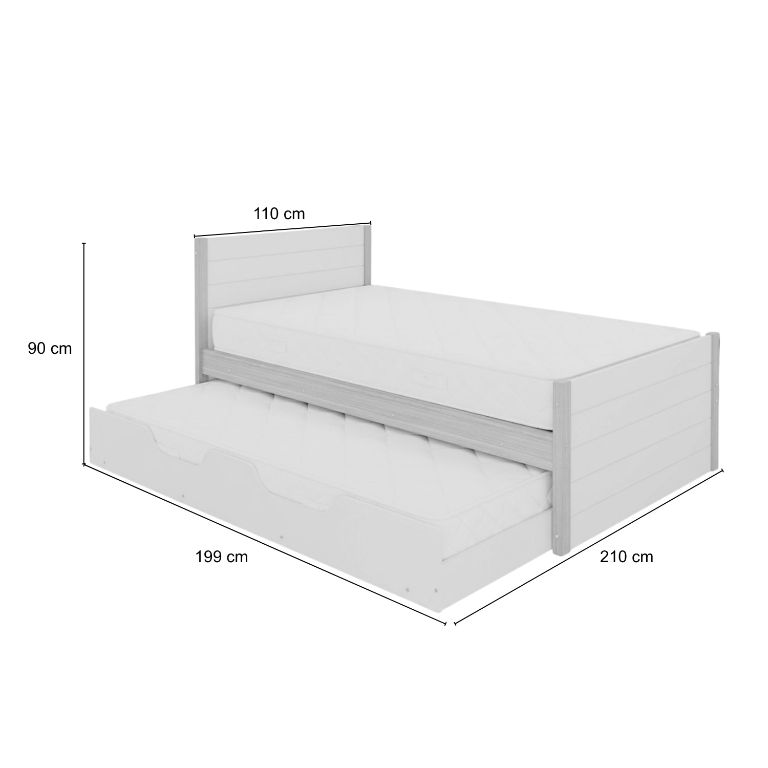 Cama Nido 1.00 Gerry Verde Menta, Natural