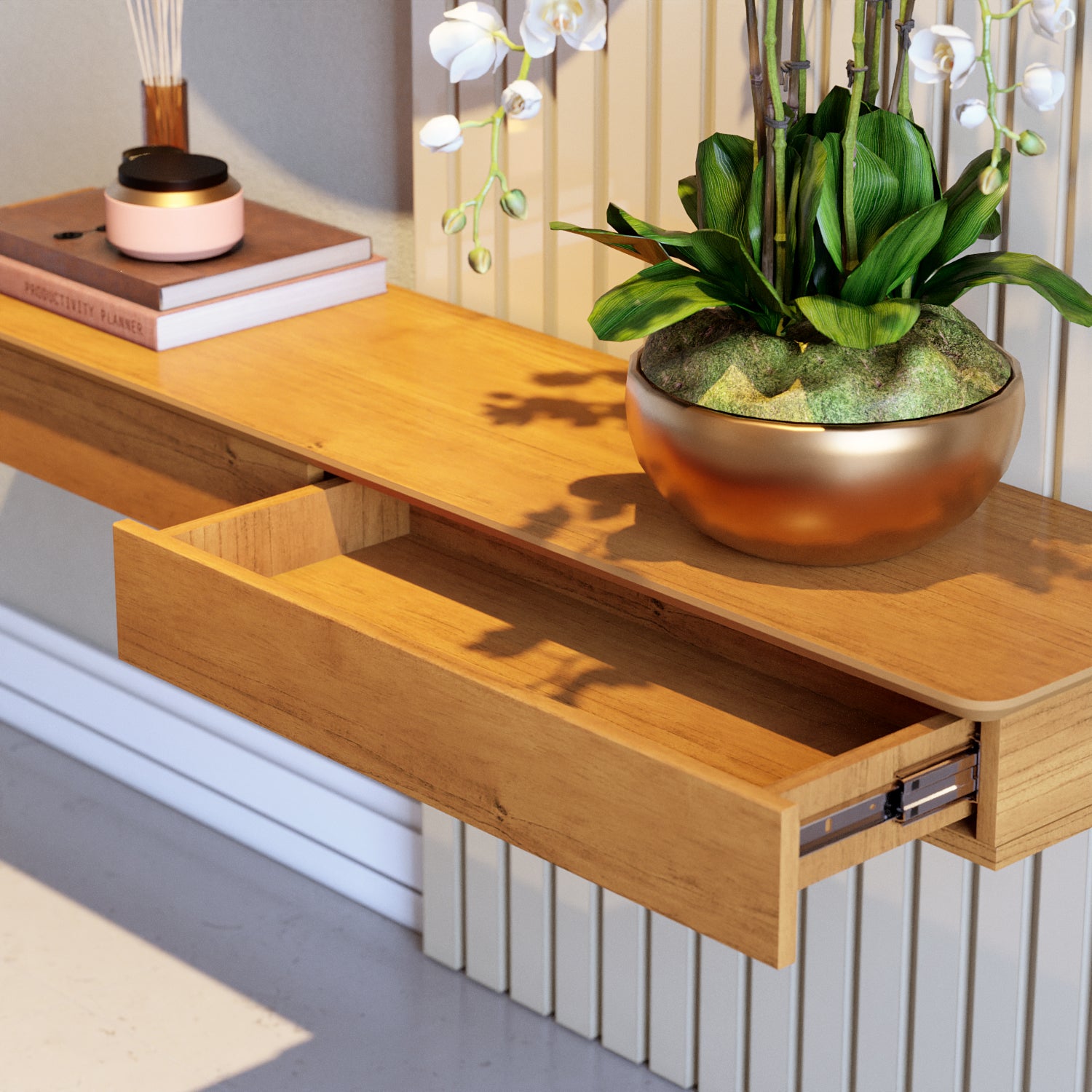 Consola Espejo Alicia Off White, Natural 137X219