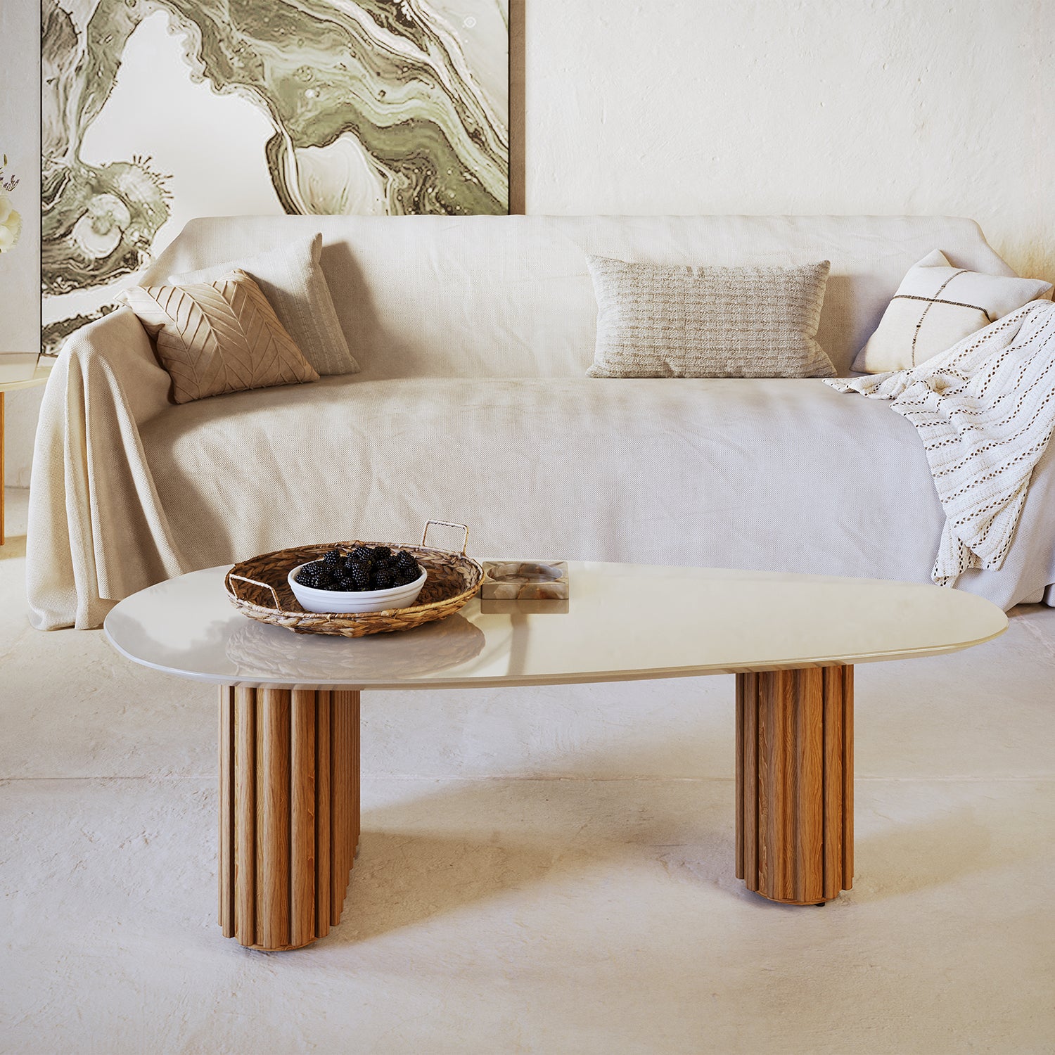 Mesa Centro Vera Natural, Off White 120X37X56