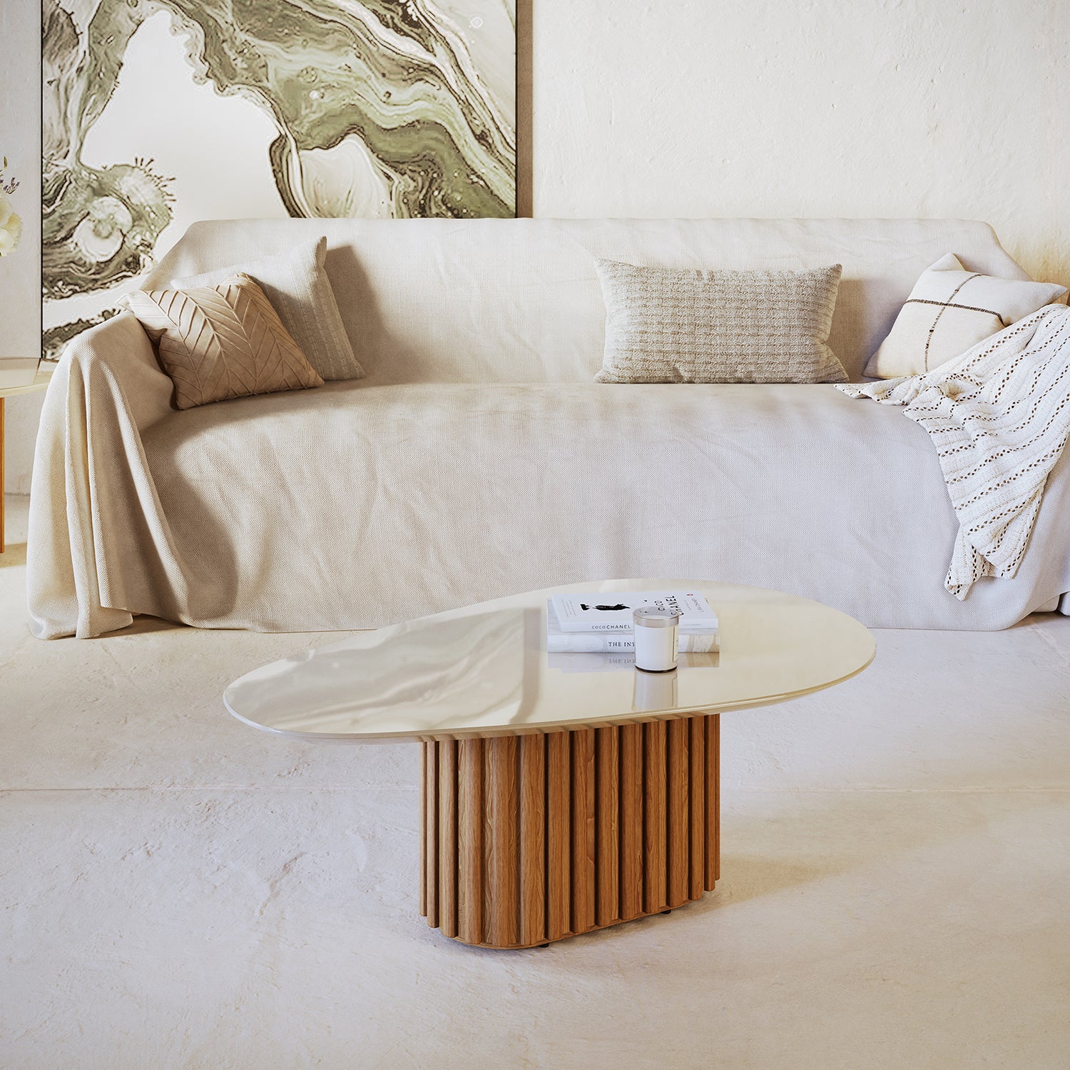 Mesa Centro  Vera Natural, Off White 90X33X56