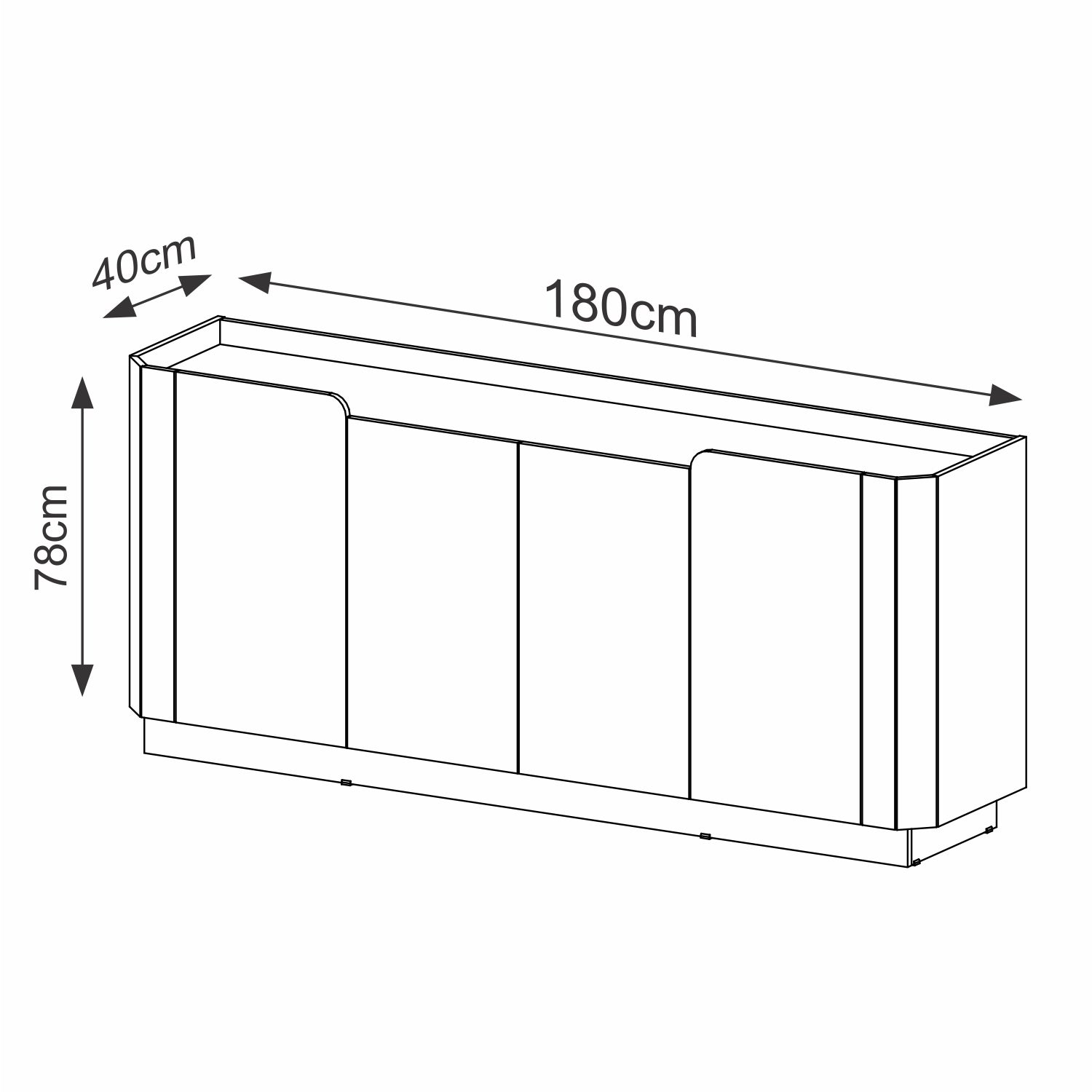 Bifé Adria Off White, Champaña 180X78X40