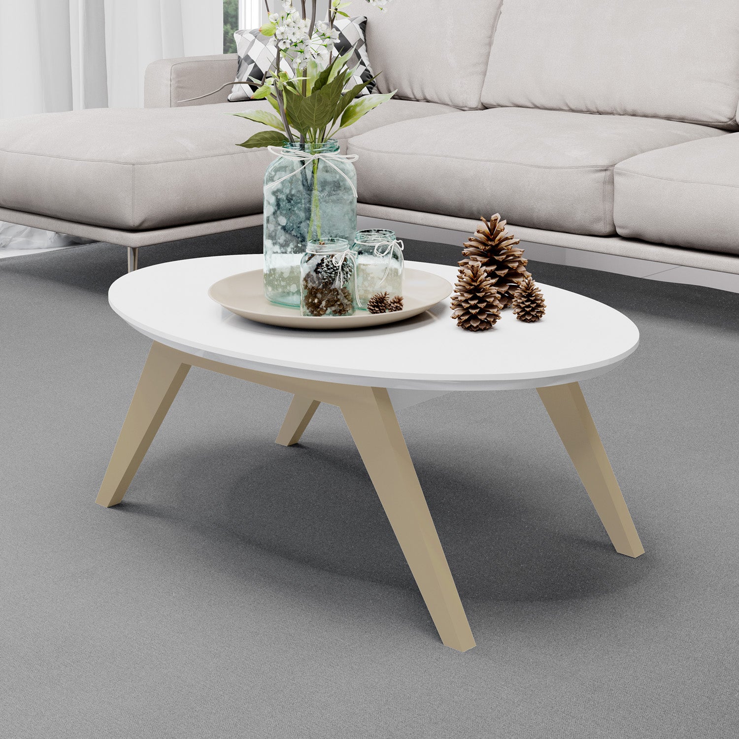 Mesa de Centro Lexus 33X90X60 Off White, Champaña