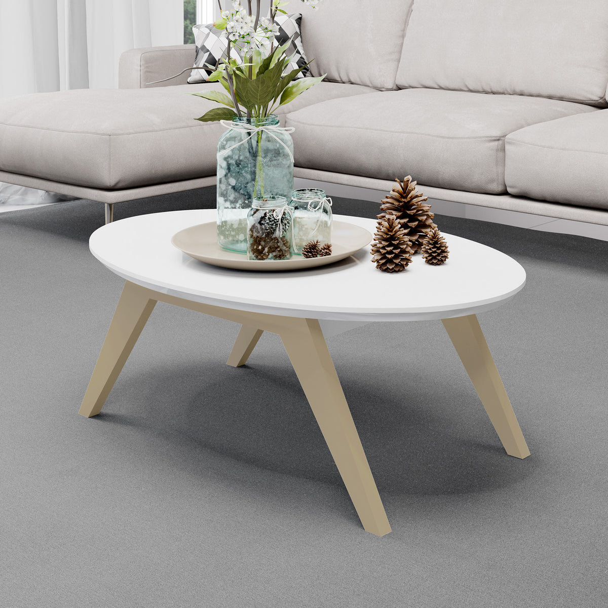 Mesa de Centro Lexus 33X90X60 Off White, Champaña