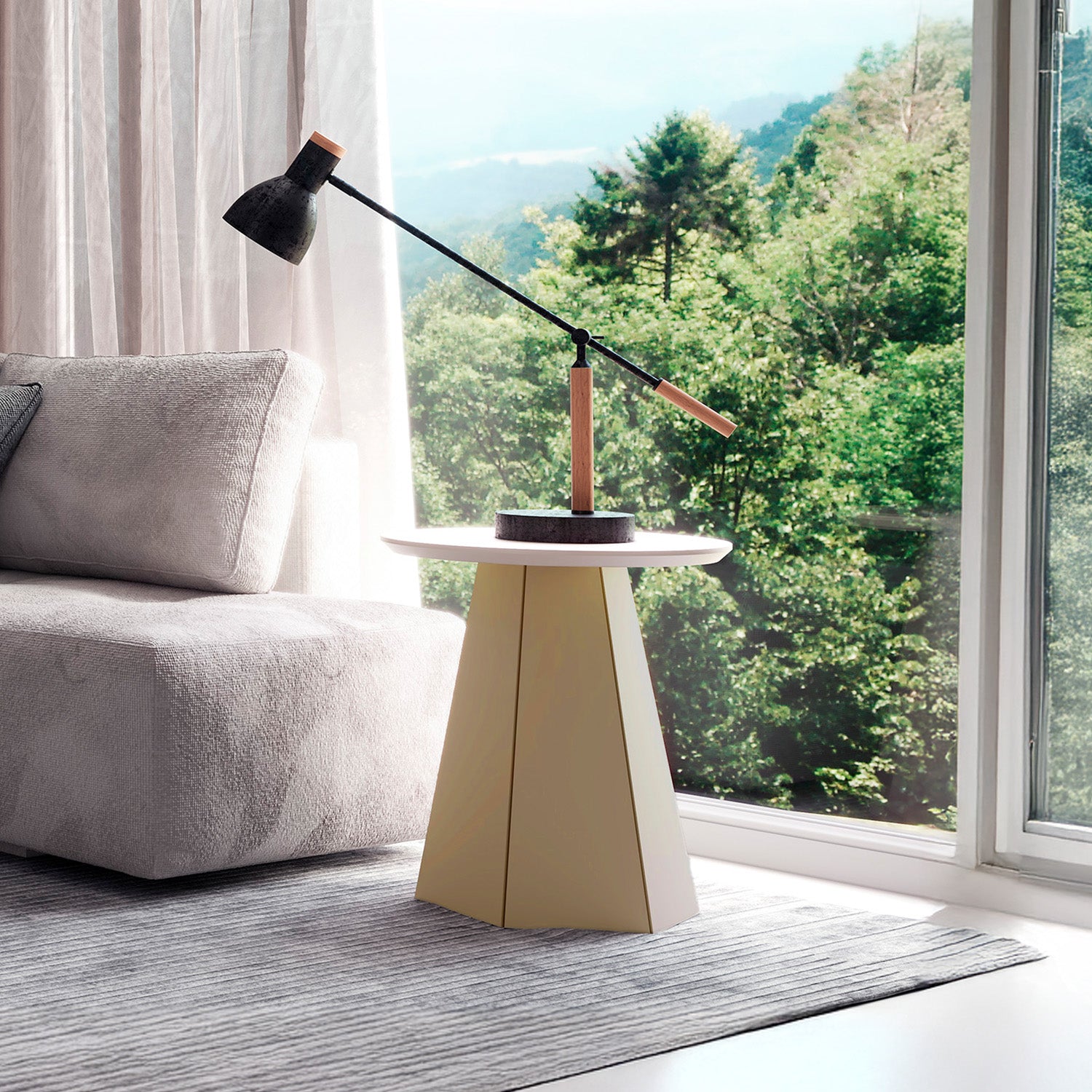 Mesa Auxiliar Madeira 55X50 Off White, Champaña