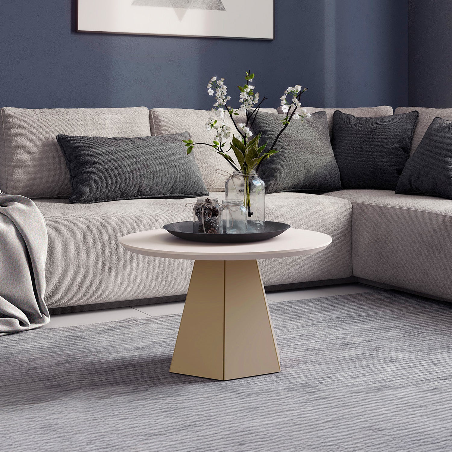 Mesa de Centro Madeira 40X70 Off White, Champaña