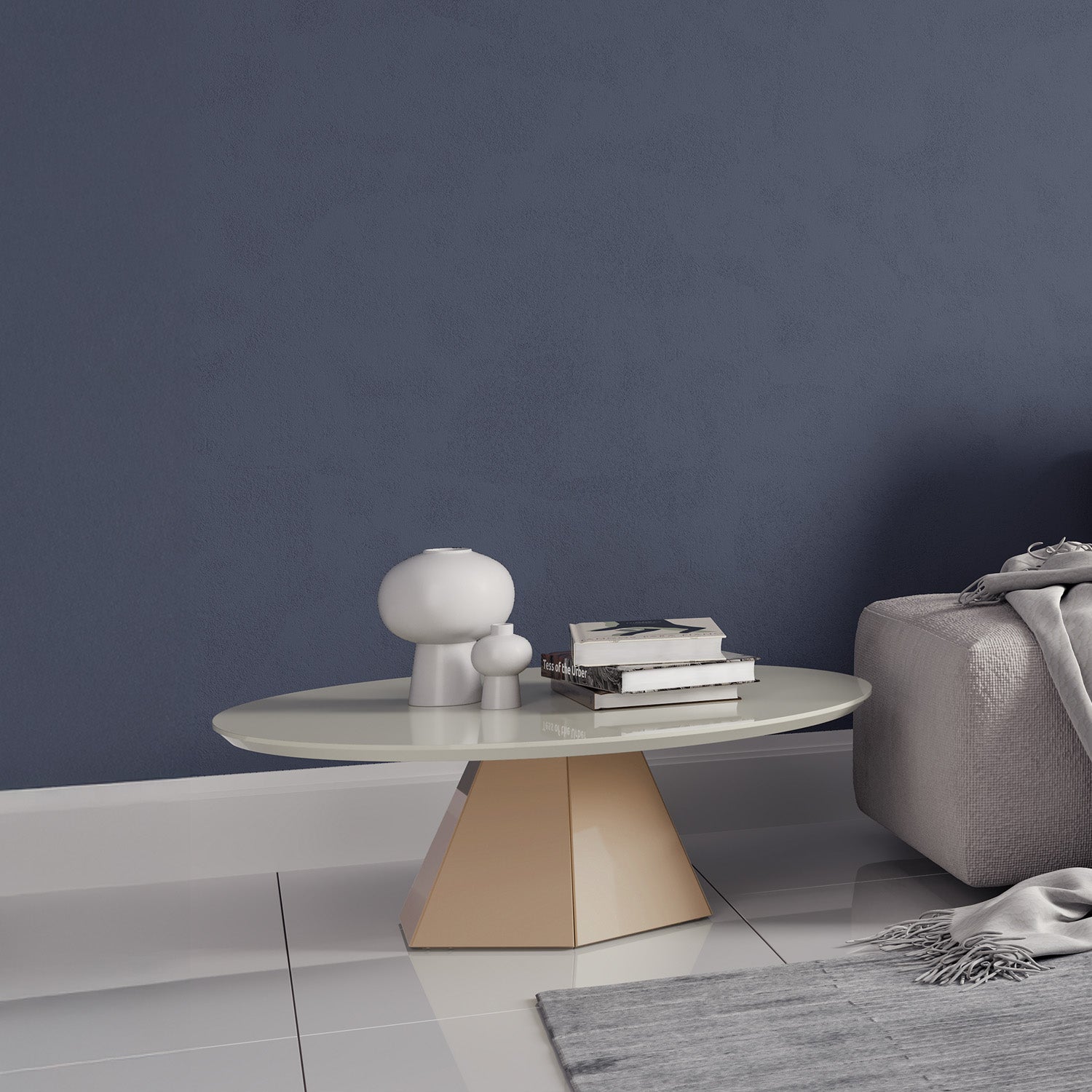 Mesa de Centro Madeira 32X90 Off White, Champaña