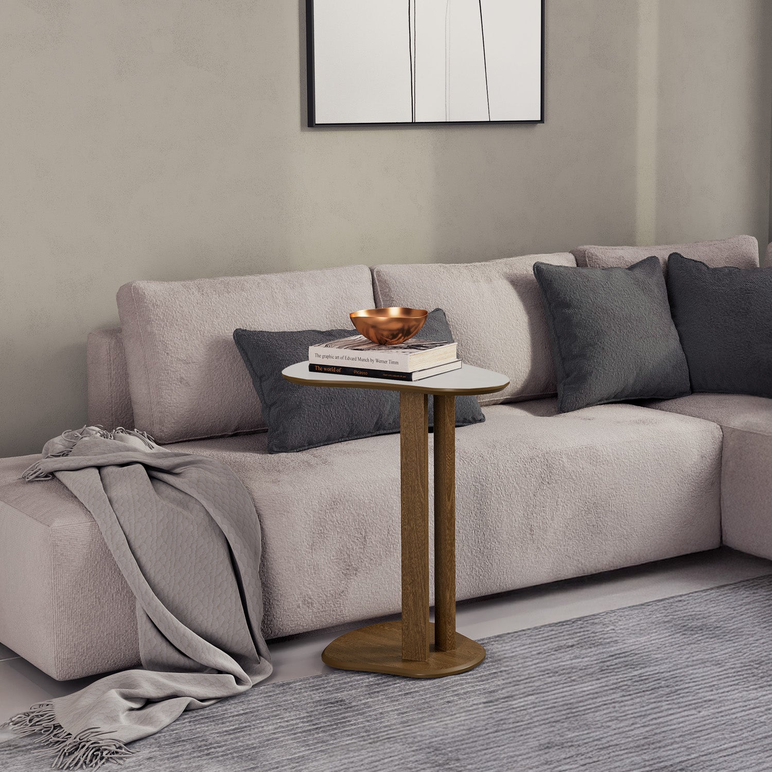 Mesa Auxiliar Ibis 70X60X45 Off White, Natural