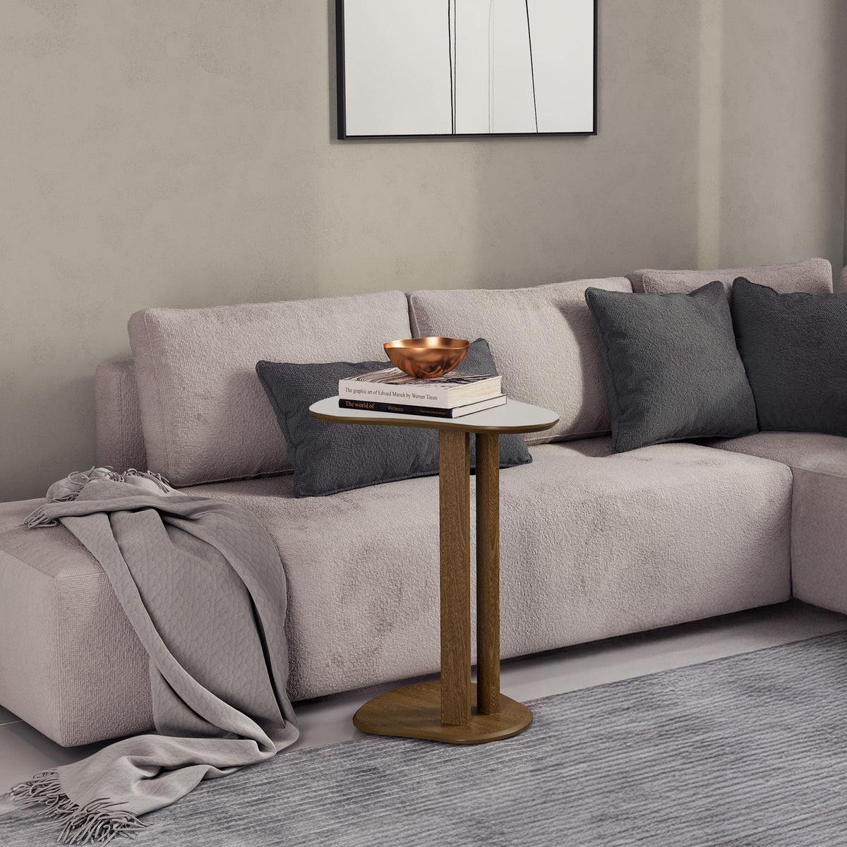 Mesa Auxiliar Ibis 70X60X45 Off White, Natural