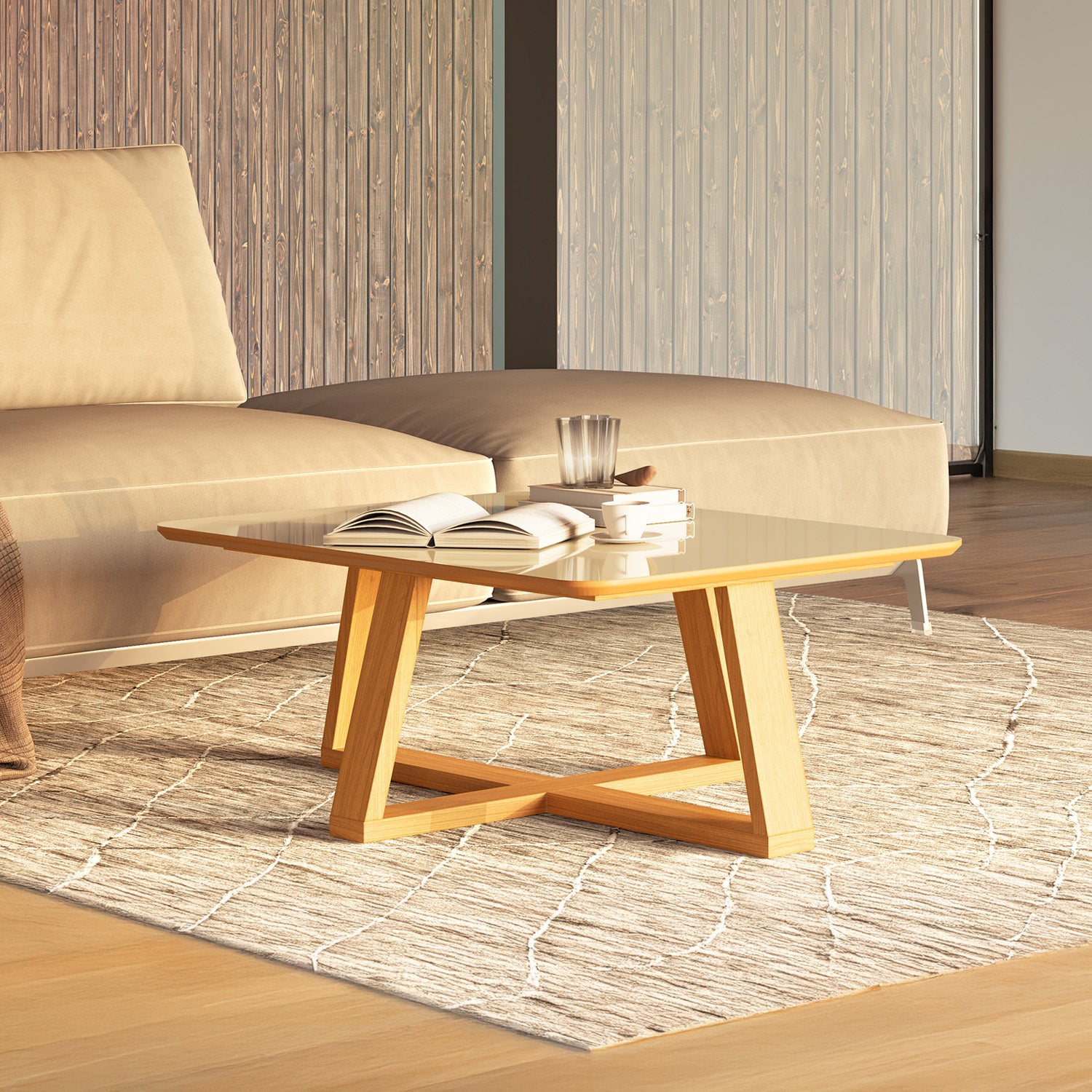 Mesa de Centro Andy 35X90X60 Off White, Natural